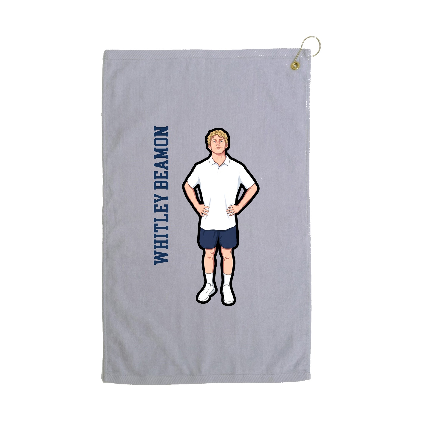 Golf Towel — Name Vertical in Grey