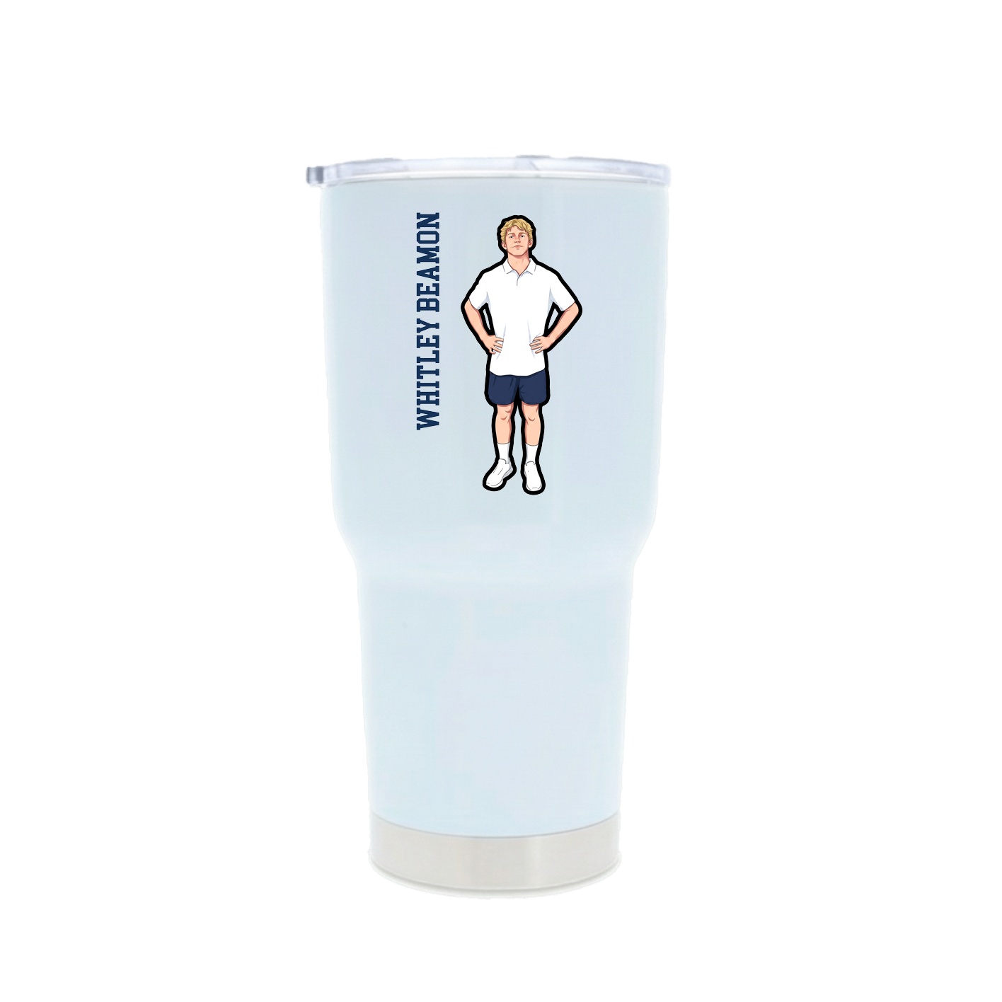 30oz Stainless Steel Tumbler — Name Vertical in White