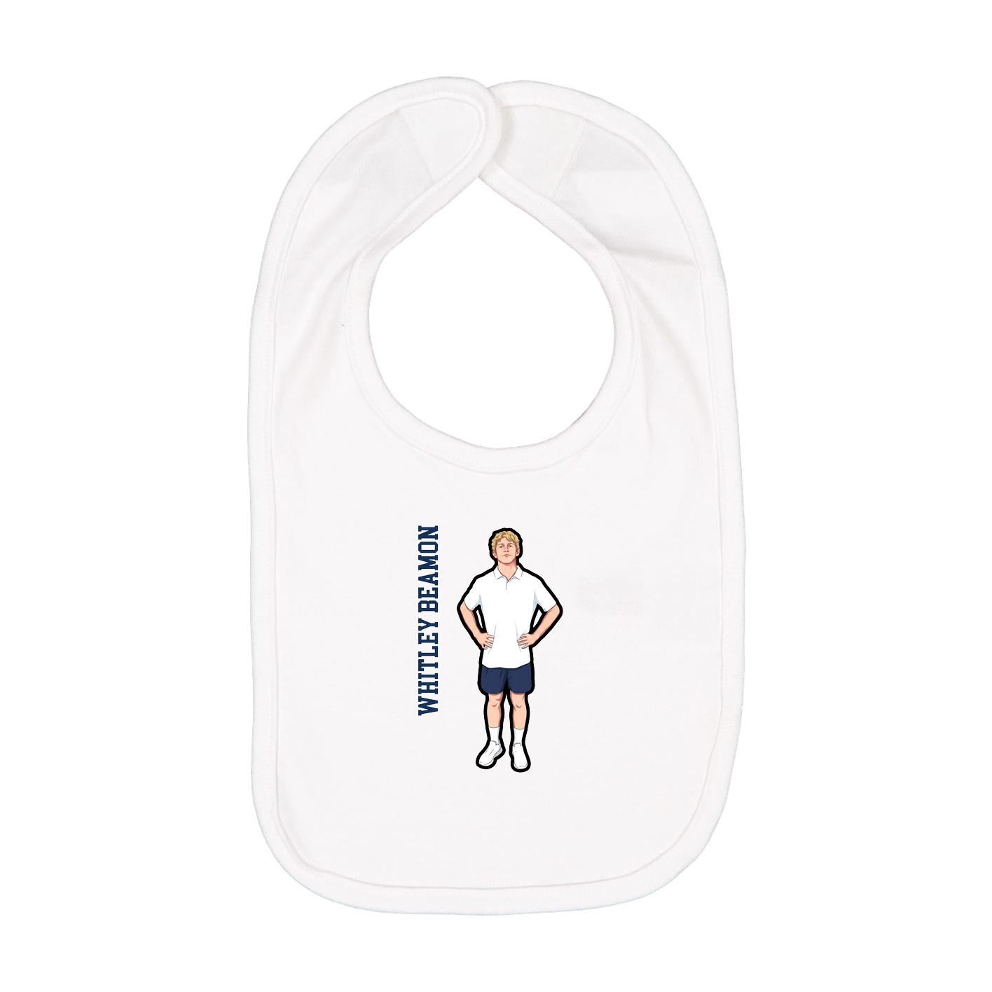 Infant Bib — Name Vertical in White