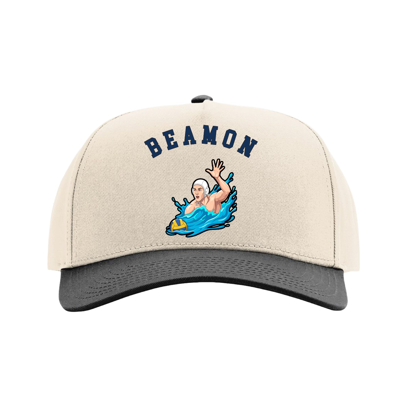 Full Fabric Five-Panel Champ Cap — Shirsey Arch in Cream/Black