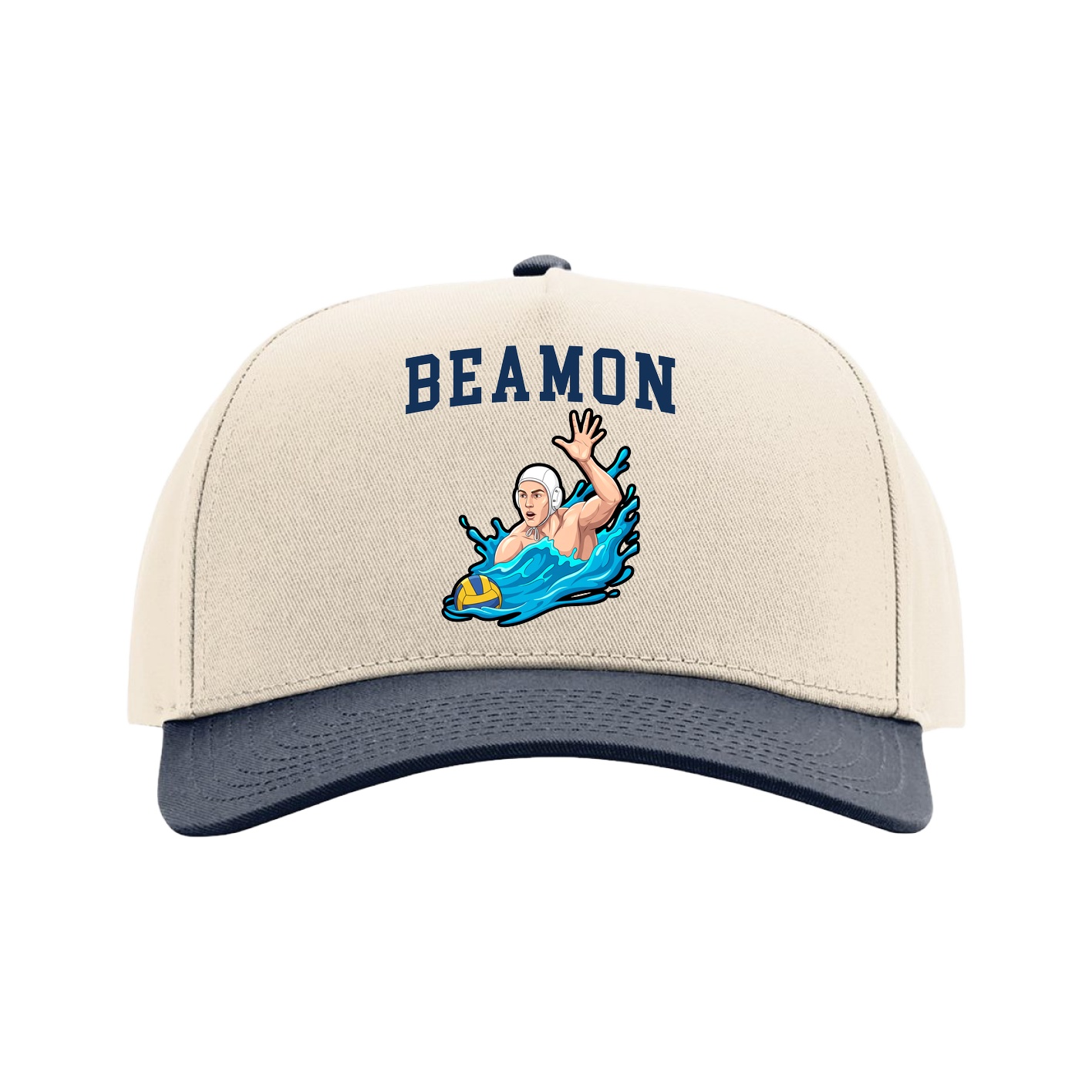 Full Fabric Five-Panel Champ Cap — Shirsey in Cream/Navy