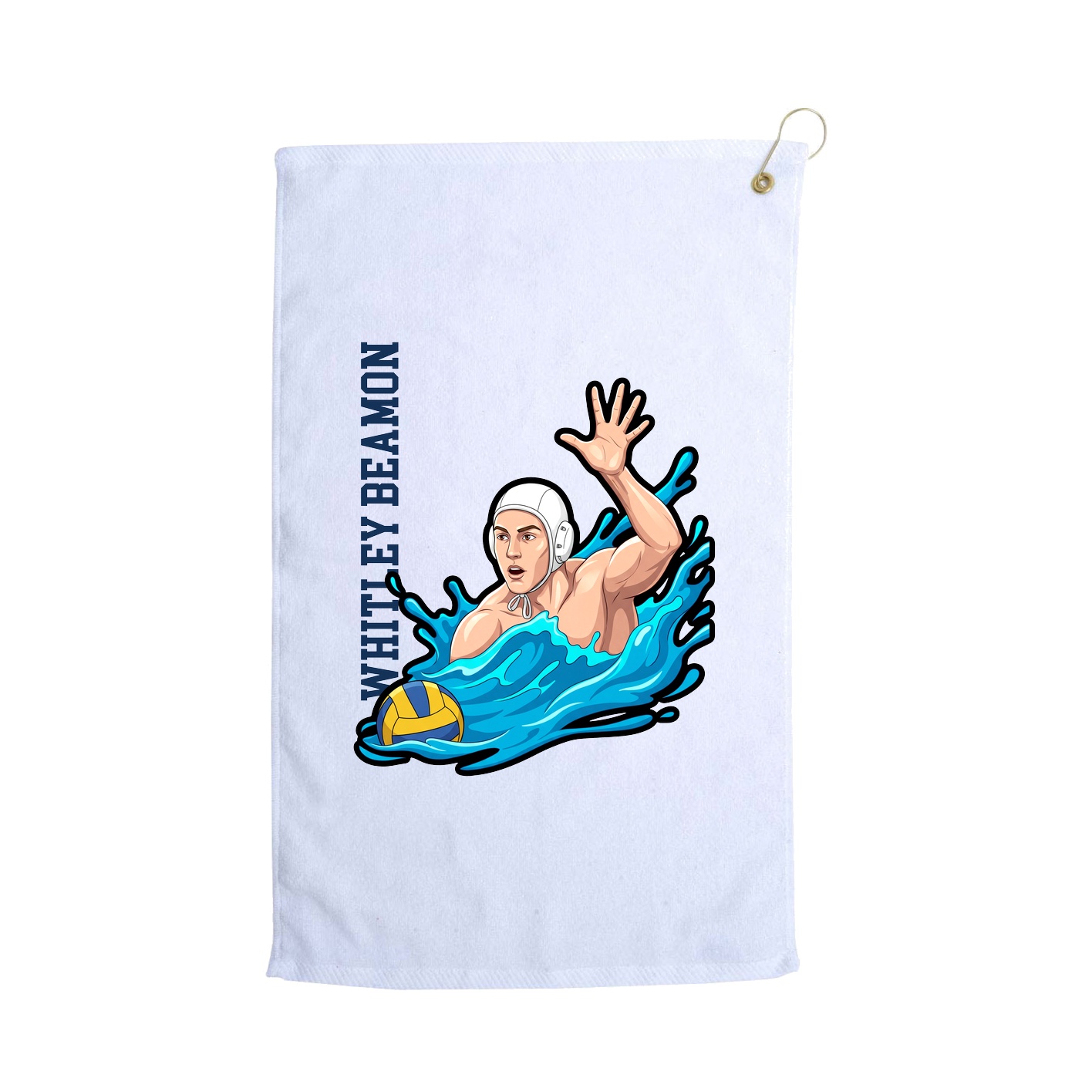 Golf Towel — Name Vertical in White