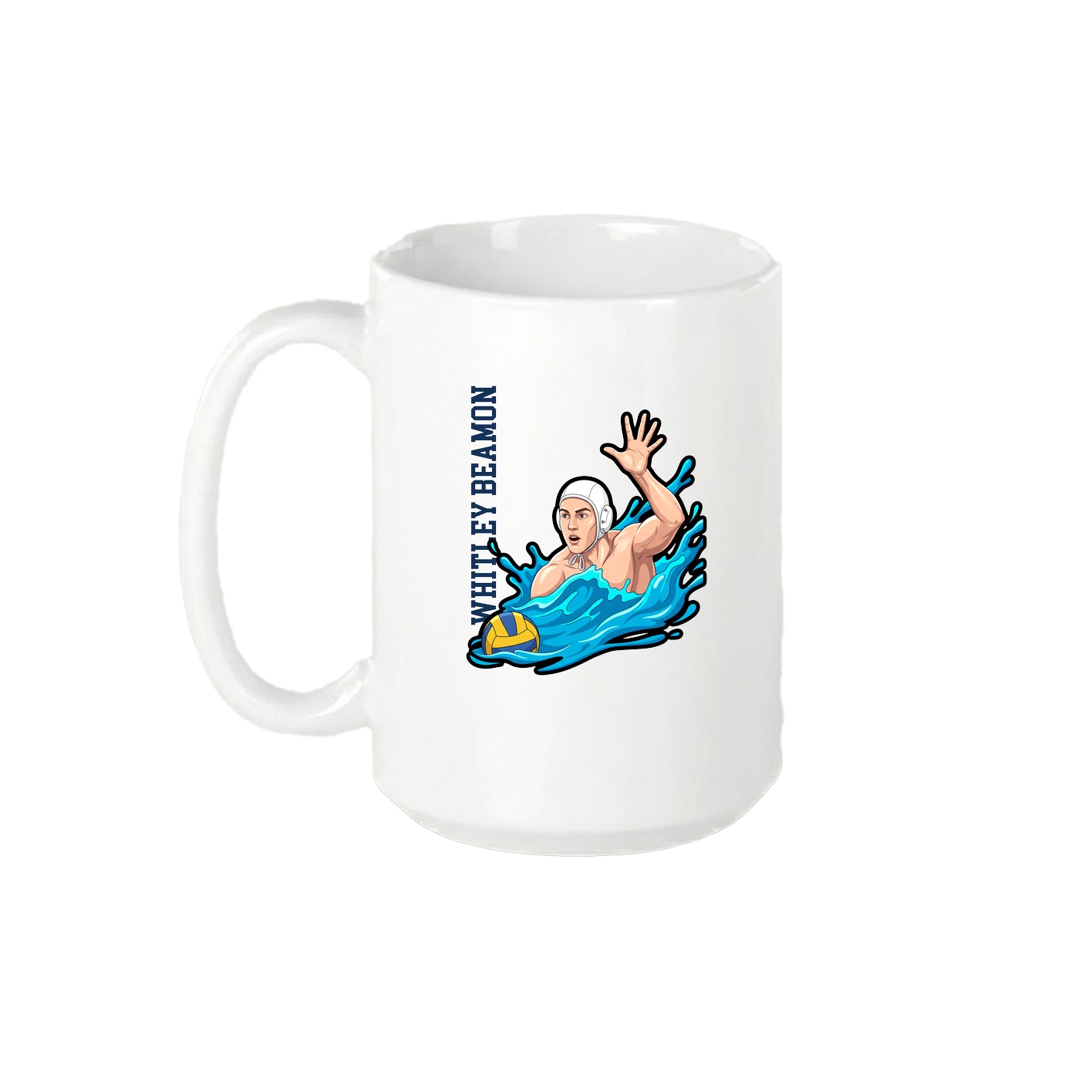 15oz Coffee Mug — Name Vertical in White