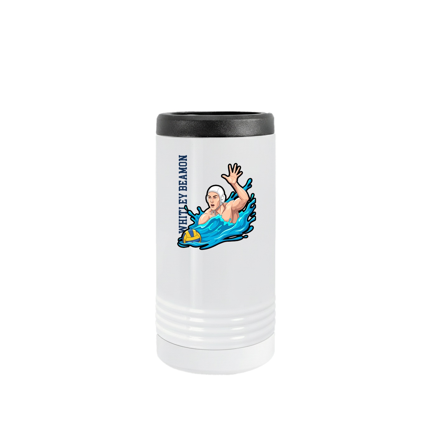 Slim Beverage Holder — Name Vertical in White