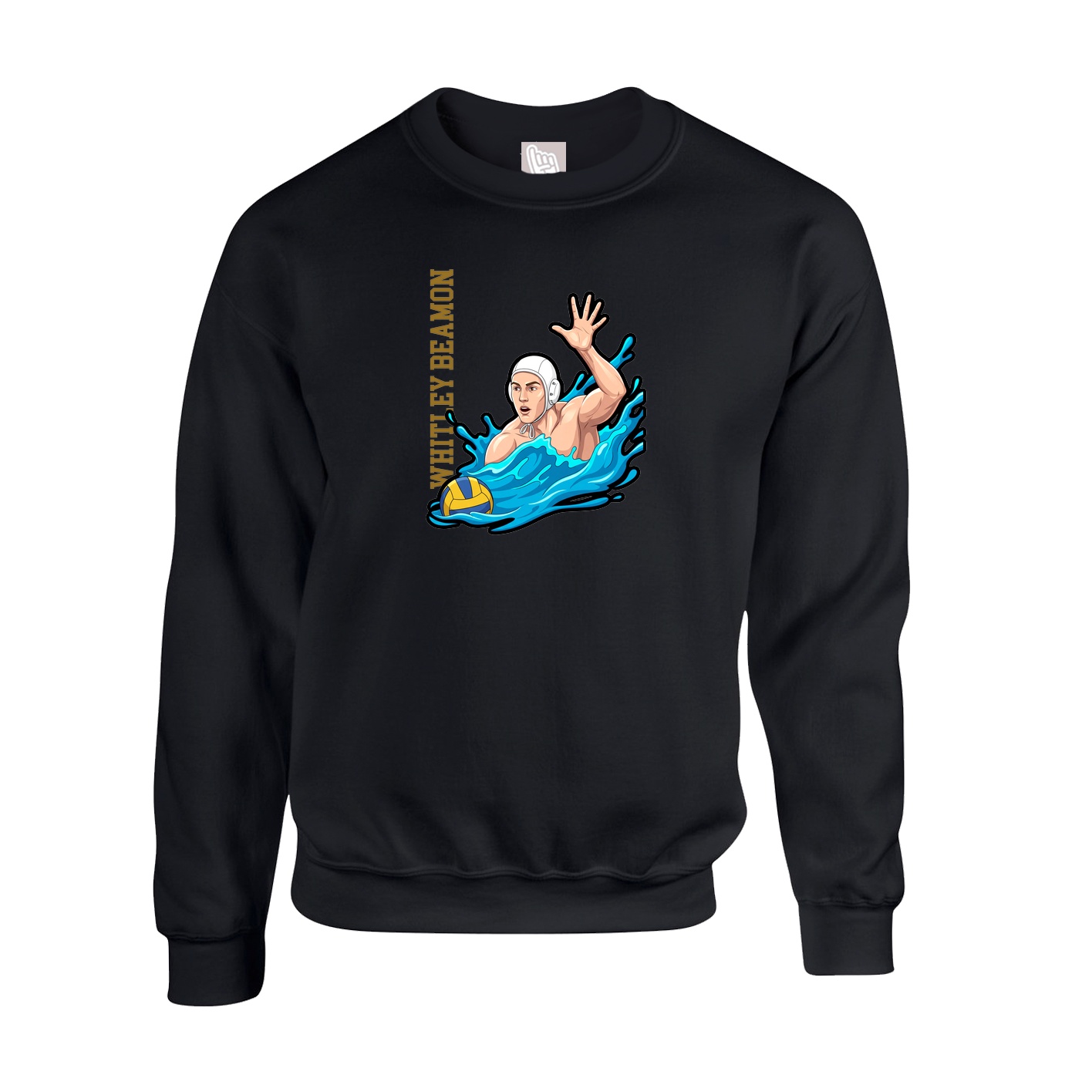 Fleece Crew — Name Vertical in Black