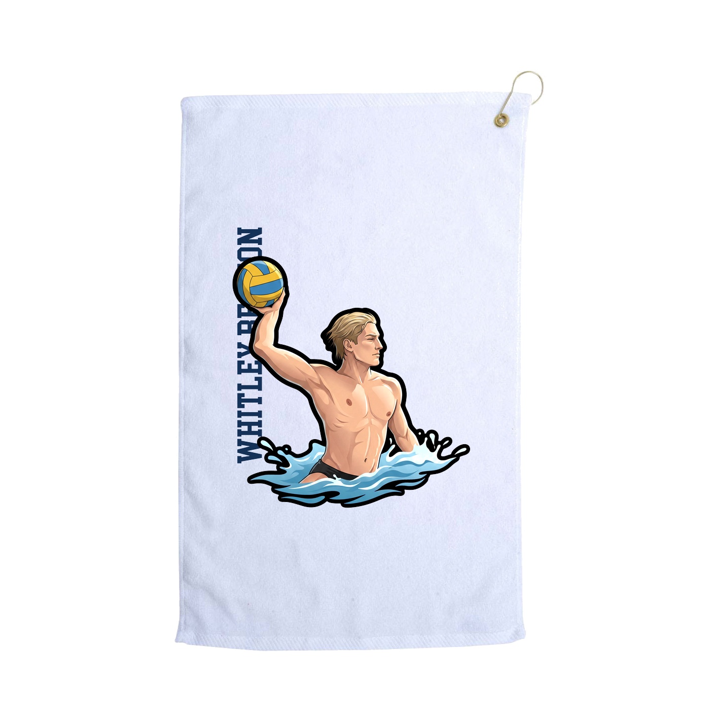 Golf Towel — Name Vertical in White