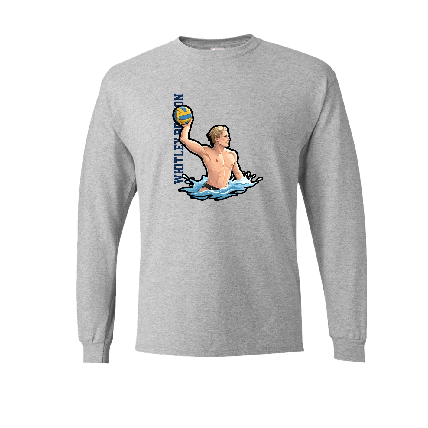 Long Sleeve Tee — Name Vertical in Grey
