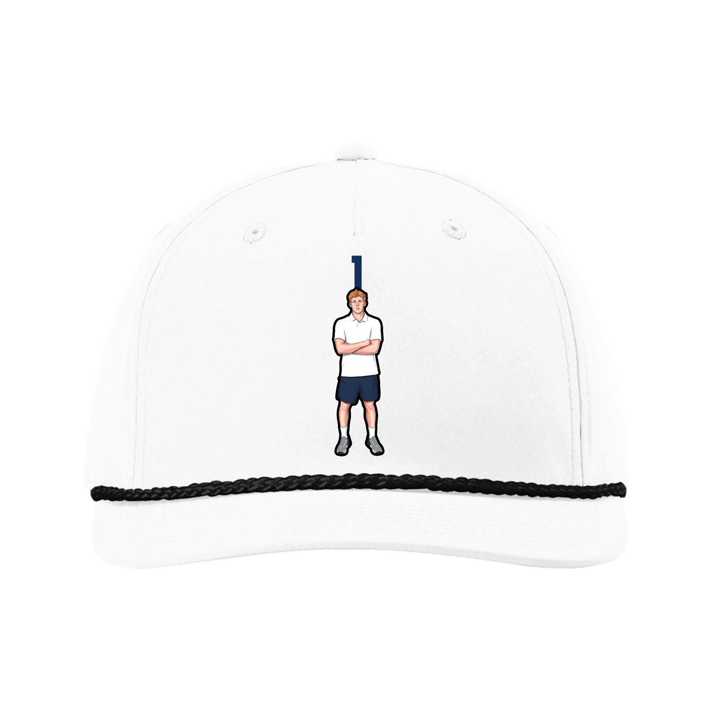 Five-Panel Classic Rope Cap — Number Top in White