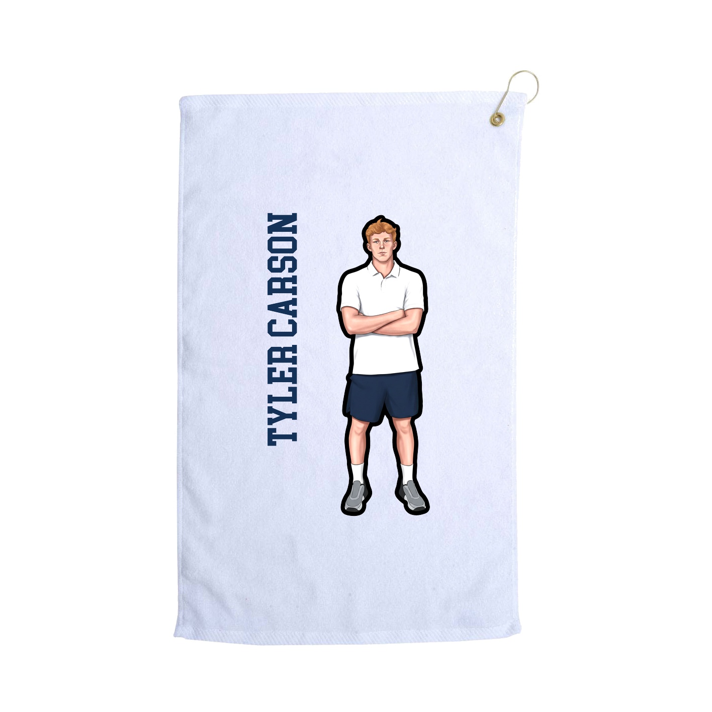Golf Towel — Name Vertical in White