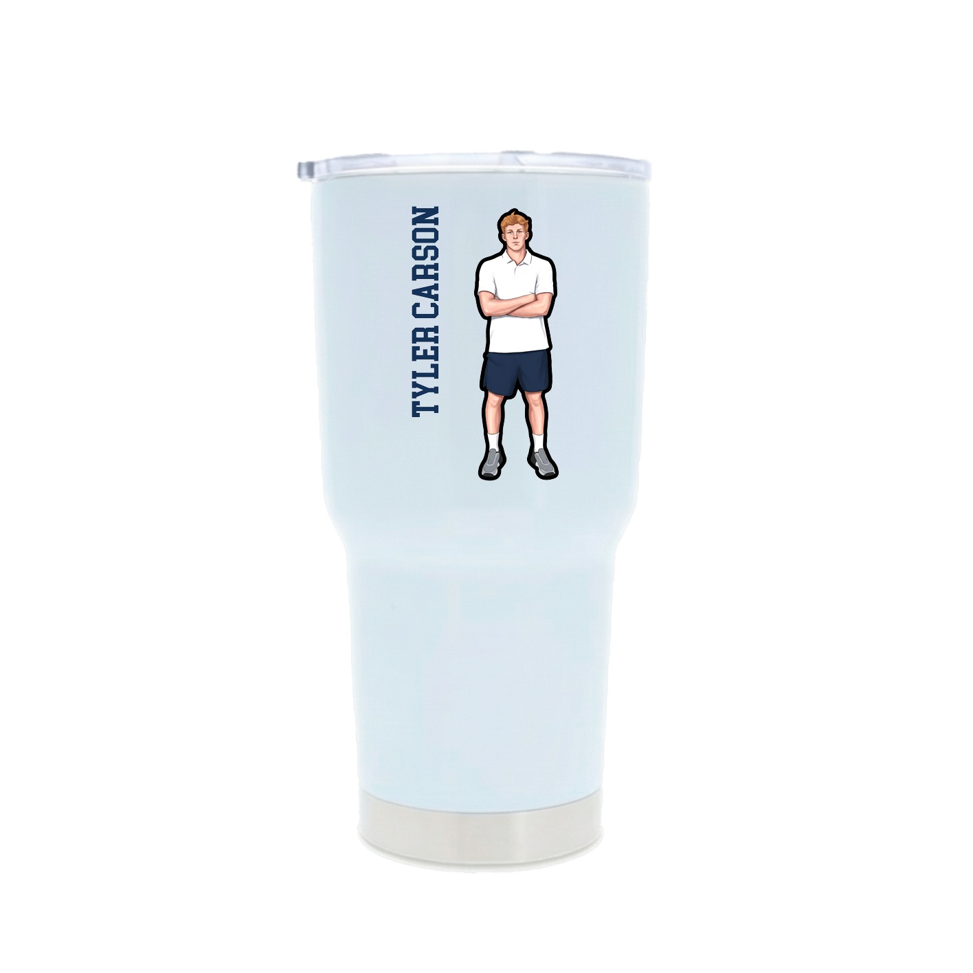30oz Stainless Steel Tumbler — Name Vertical in White