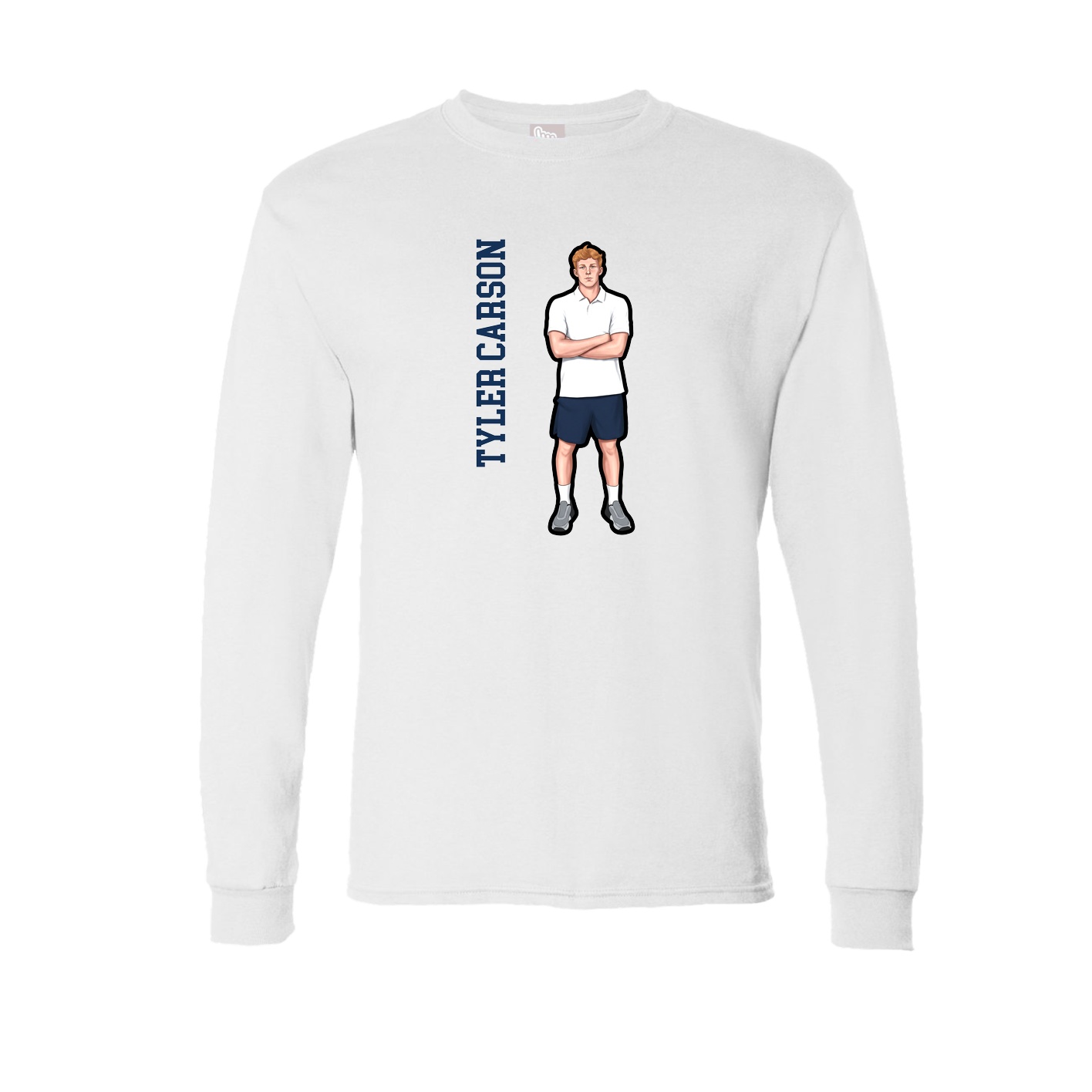 Long Sleeve Tee — Name Vertical in White