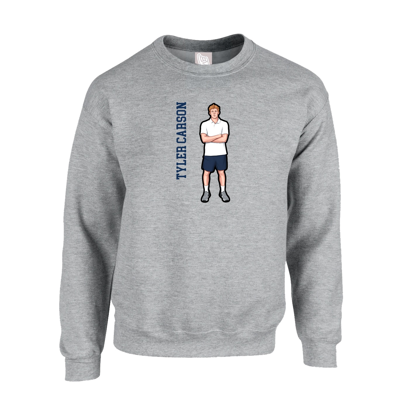 Fleece Crew — Name Vertical in Grey