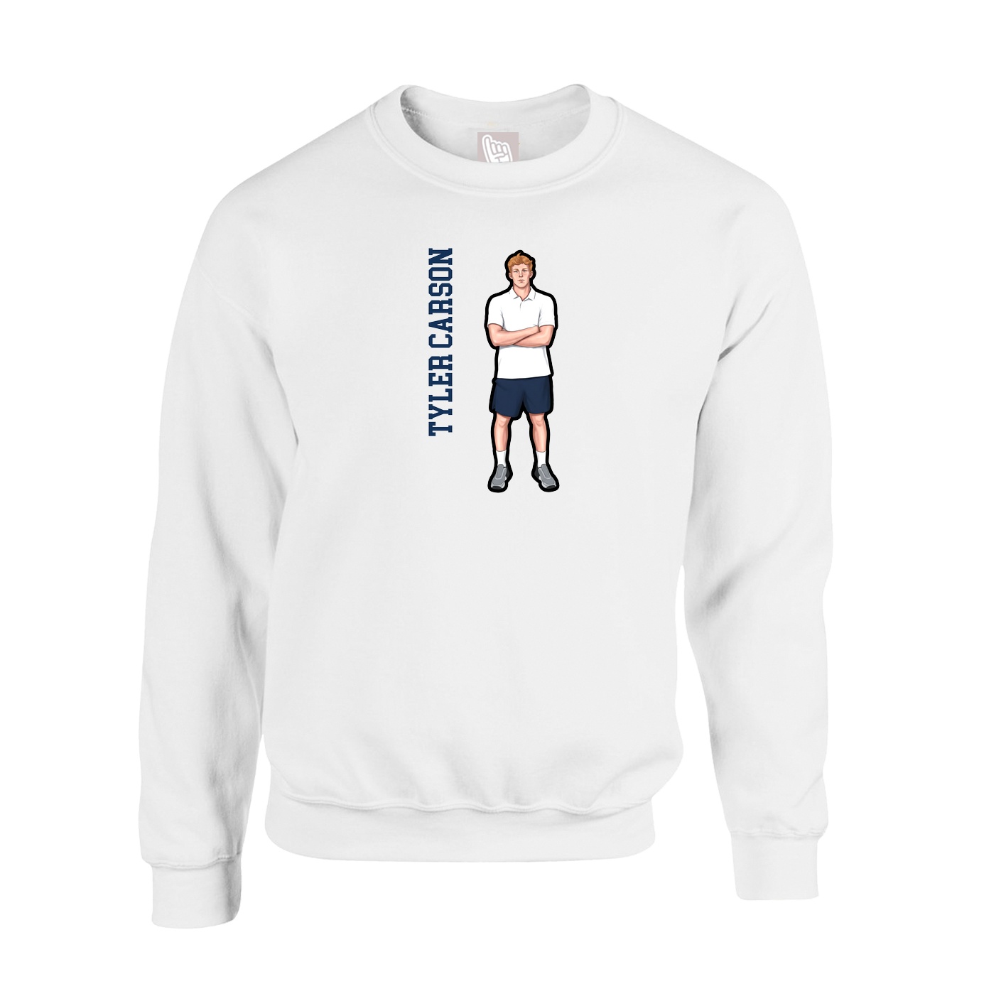 Fleece Crew — Name Vertical in White