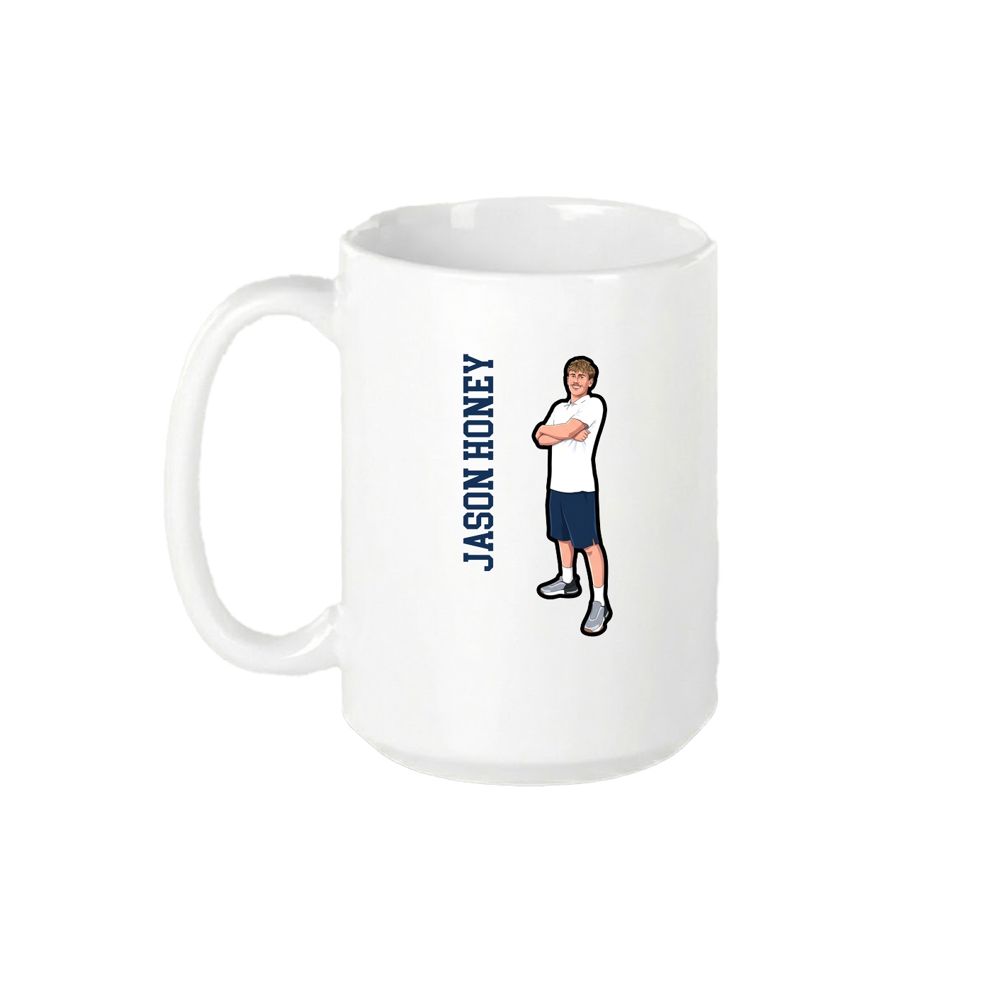 15oz Coffee Mug — Name Vertical in White