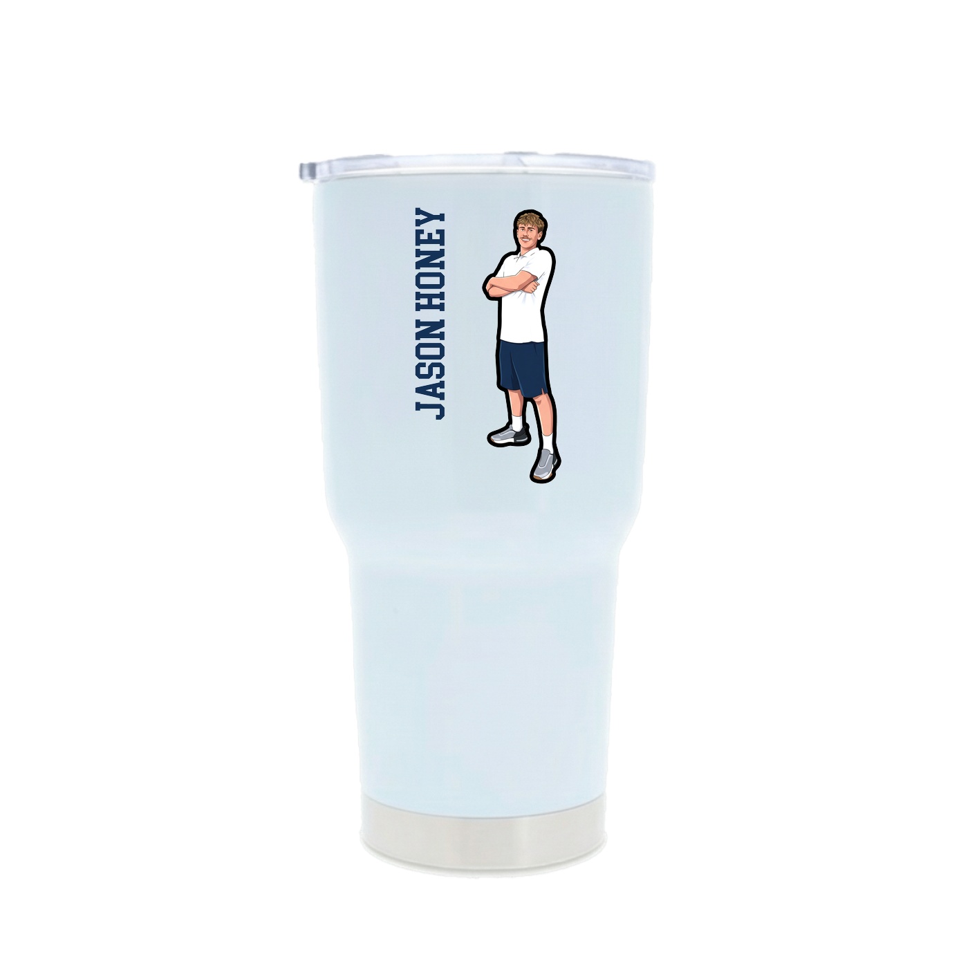 30oz Stainless Steel Tumbler — Name Vertical in White