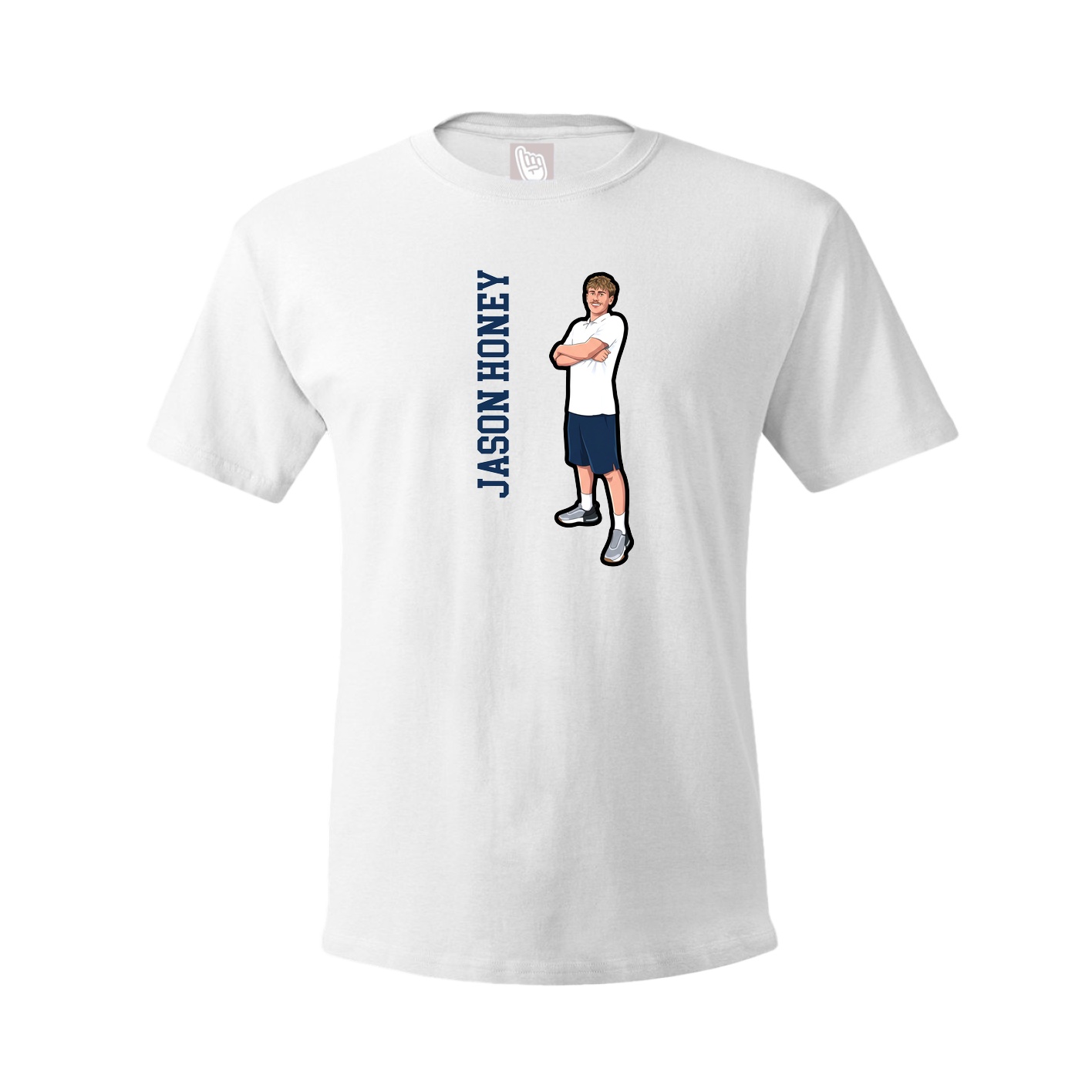Youth Tee — Name Vertical in White