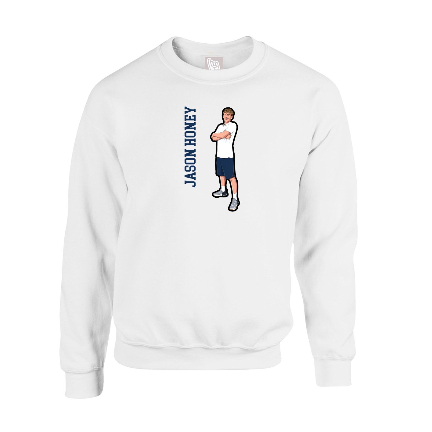 Fleece Crew — Name Vertical in White