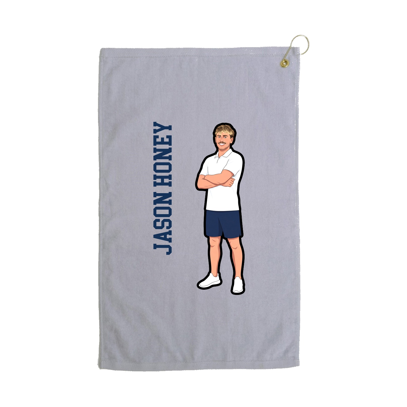 Golf Towel — Name Vertical in Grey