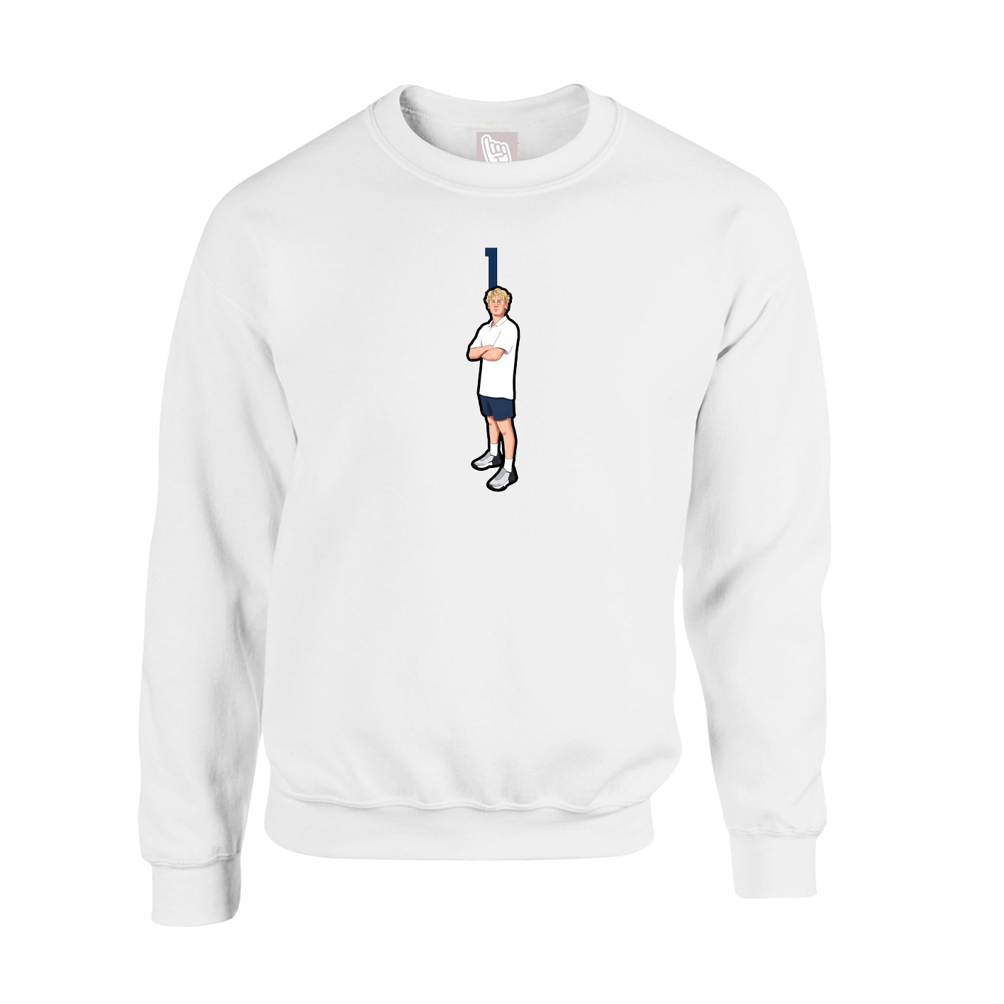 Fleece Crew — Number Top in White