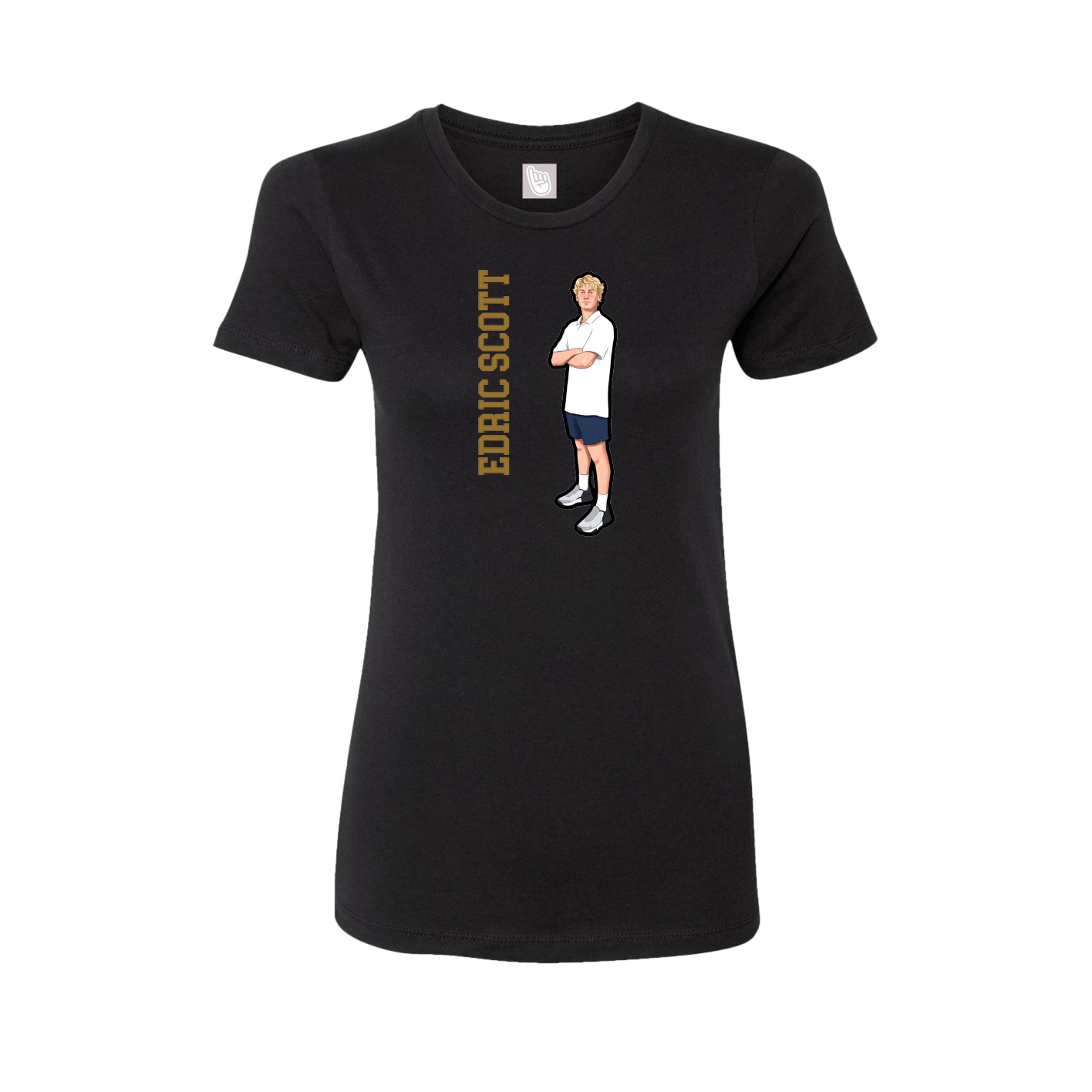 Fitted Women's Tee — Name Vertical in Black