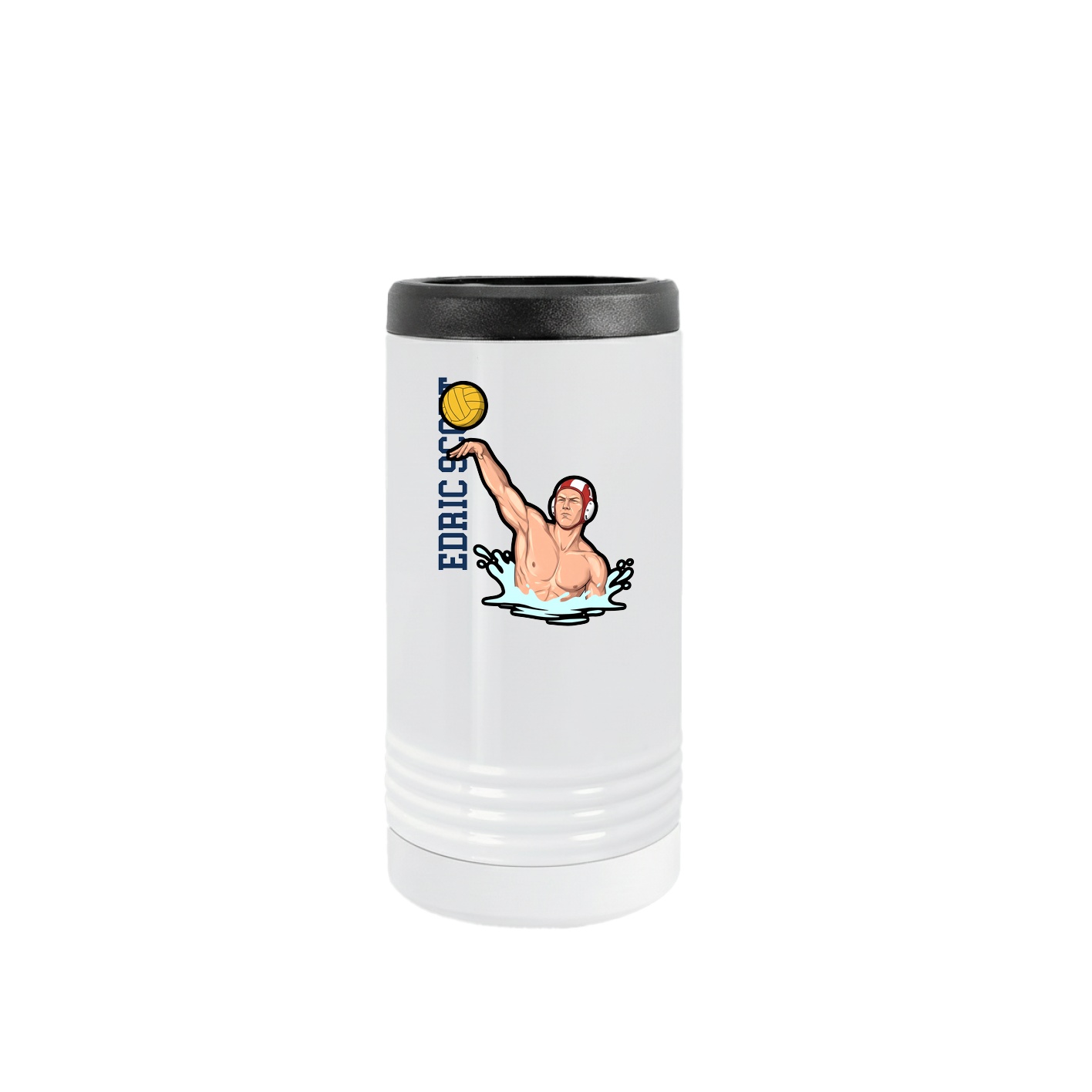 Slim Beverage Holder — Name Vertical in White
