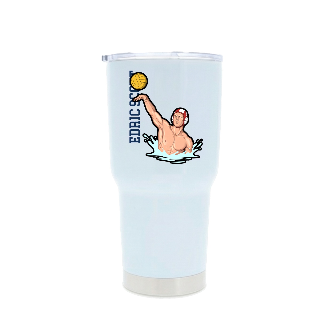 30oz Stainless Steel Tumbler — Name Vertical in White