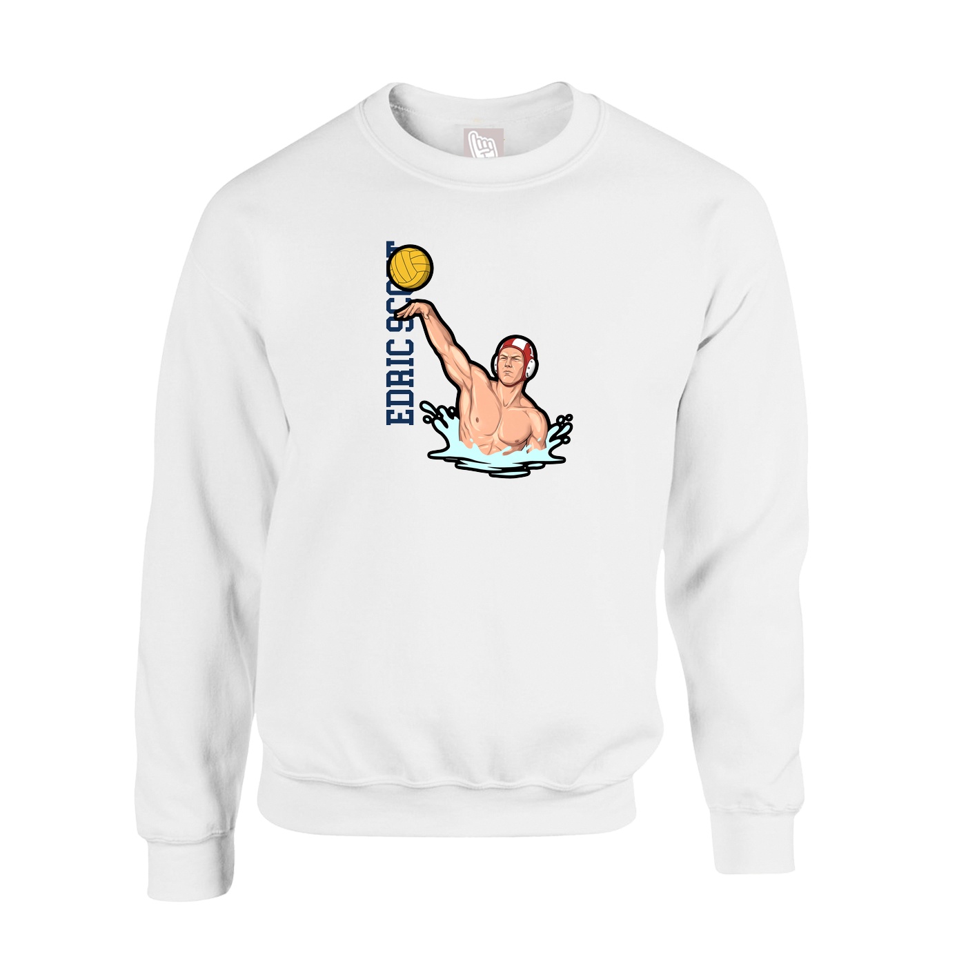 Fleece Crew — Name Vertical in White
