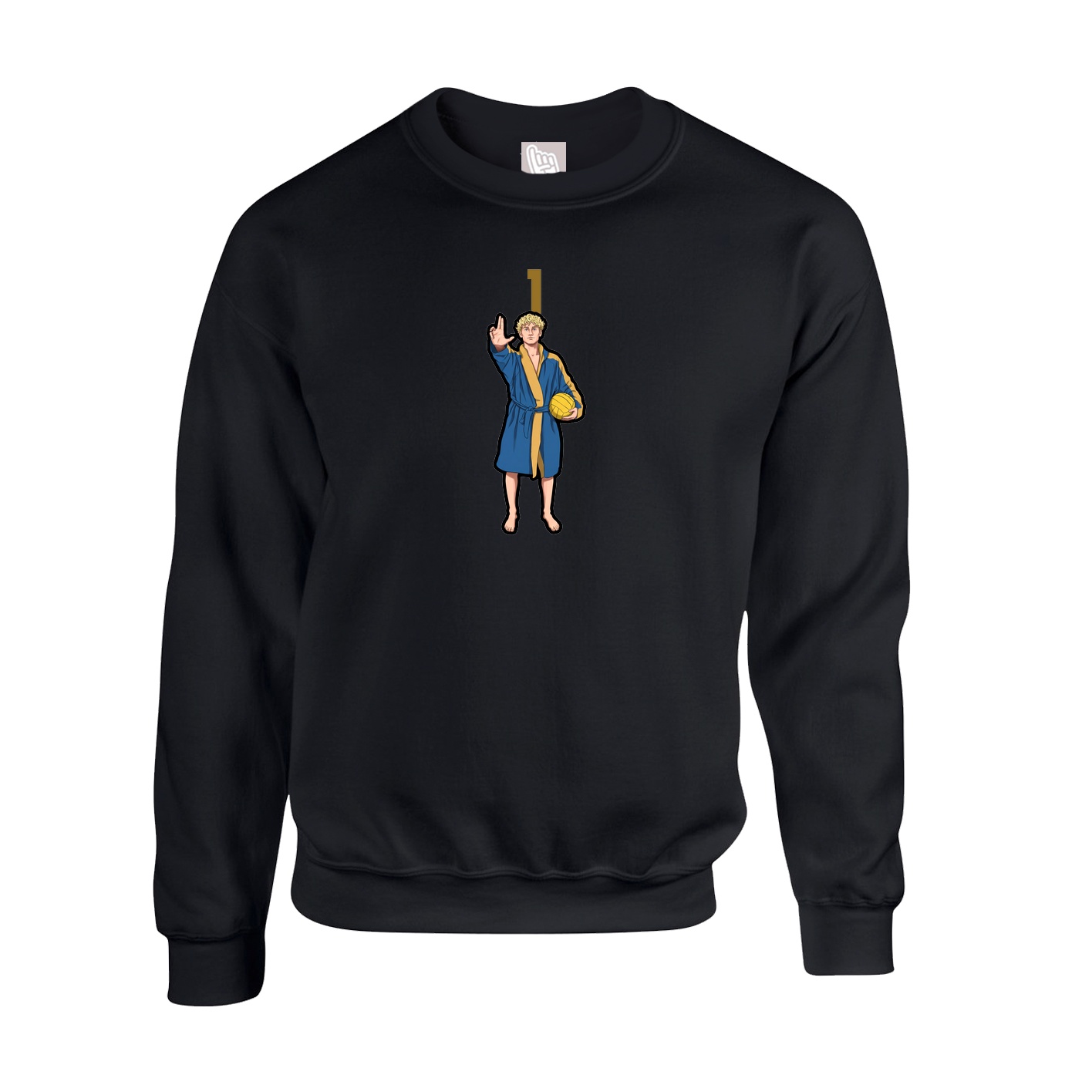 Fleece Crew — Number Top in Black