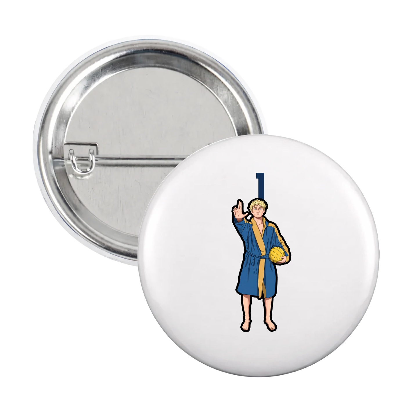 Game Day Button — Number Top in White