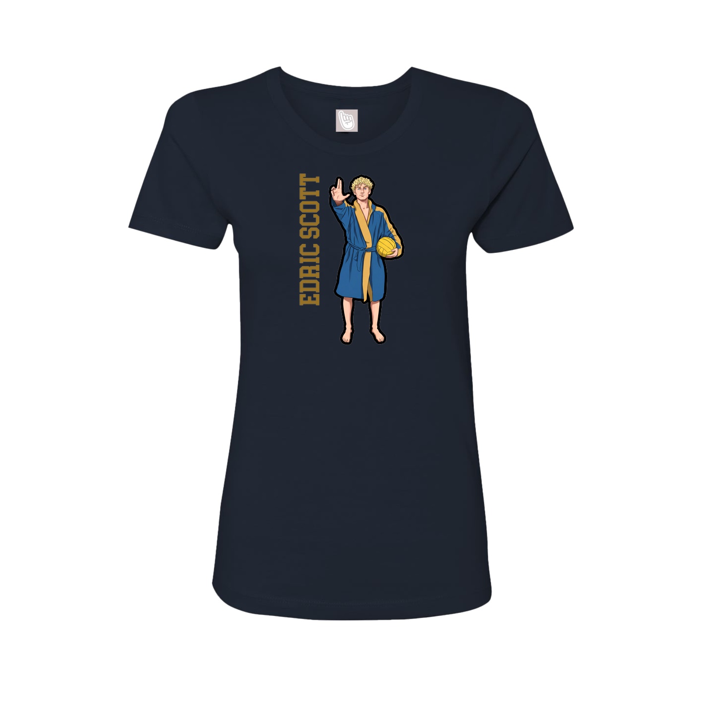 Fitted Women's Tee — Name Vertical in Navy