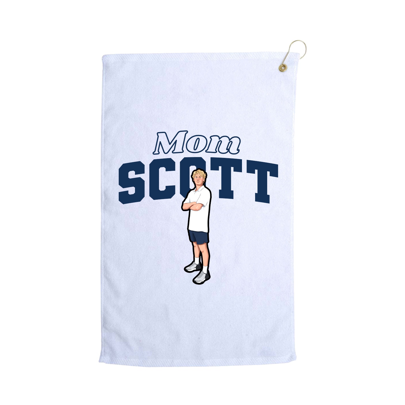 Golf Towel — Mothers Day Block in White