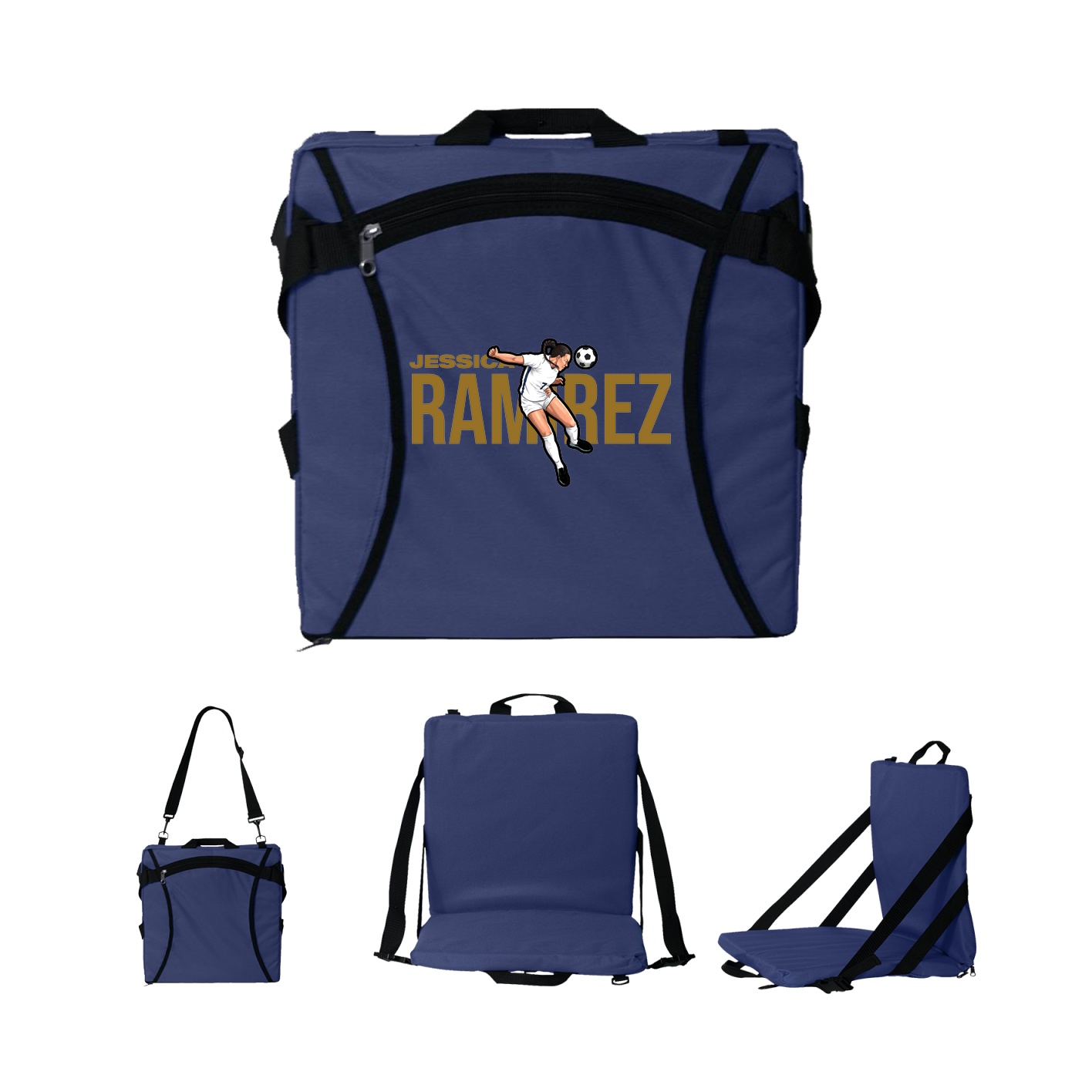 Folding Stadium Seat — Player Name in Navy
