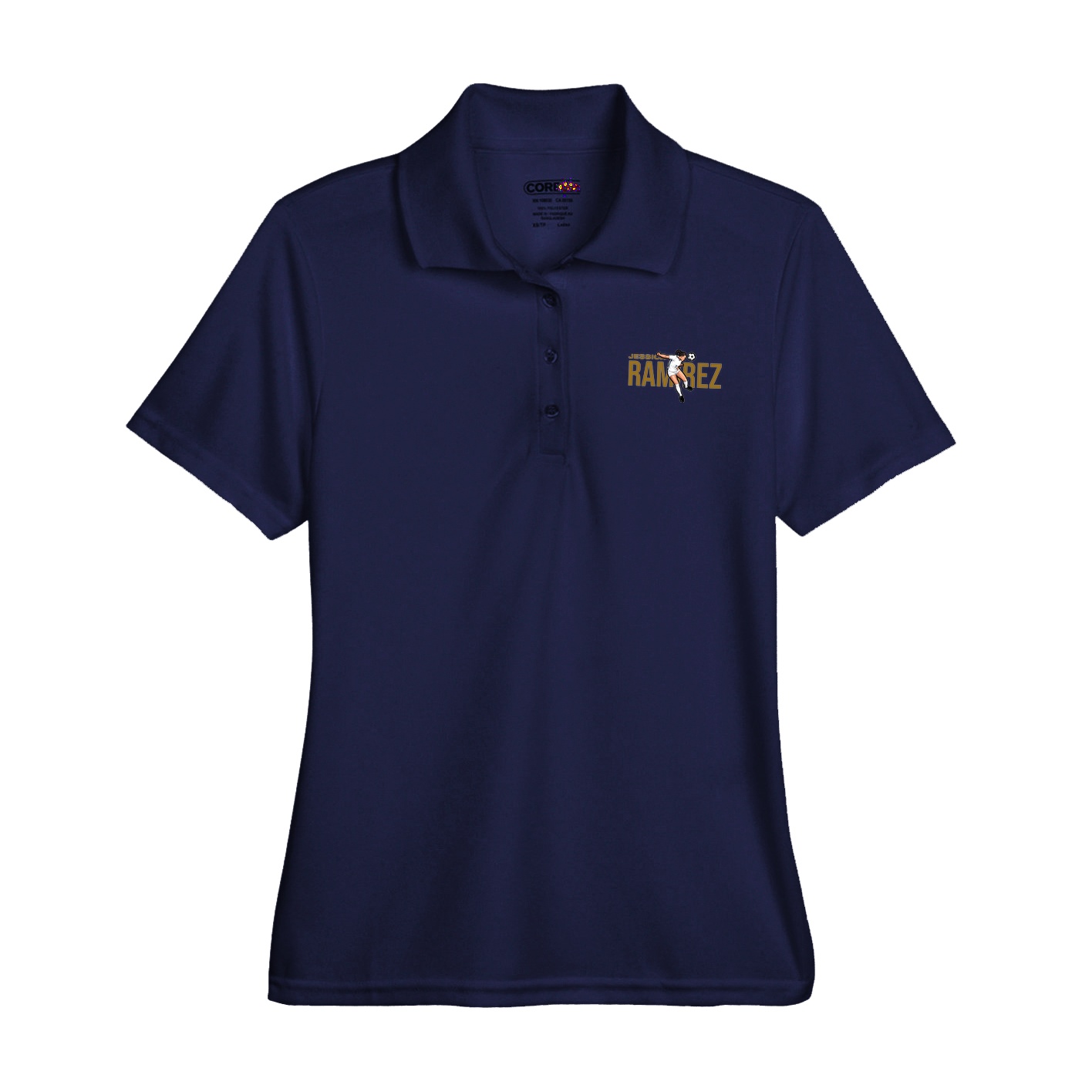 Womens Performance Polo — Player Name in Navy