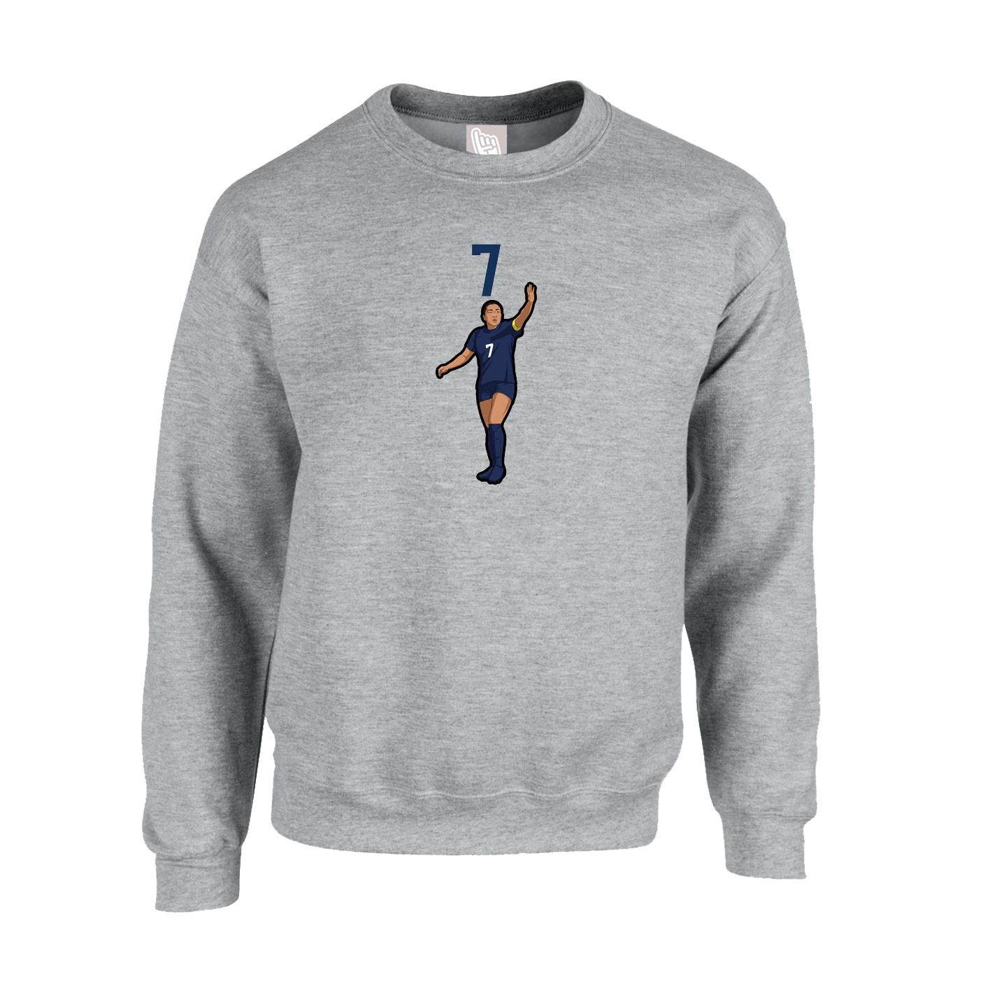 Fleece Crew — Number Top in Grey