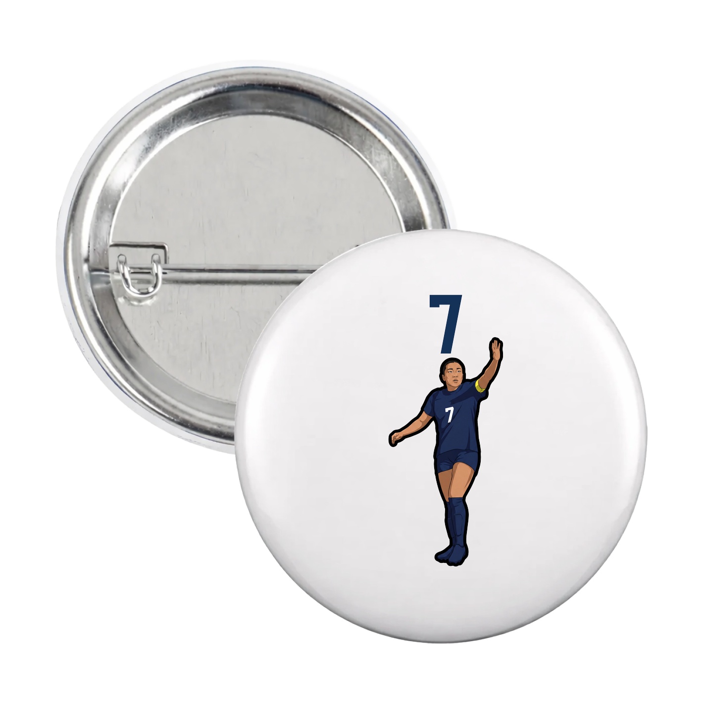 Game Day Button — Number Top in White