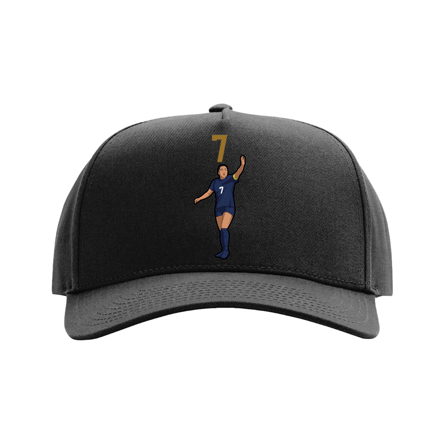 Full Fabric Five-Panel Champ Cap — Number Top in Black