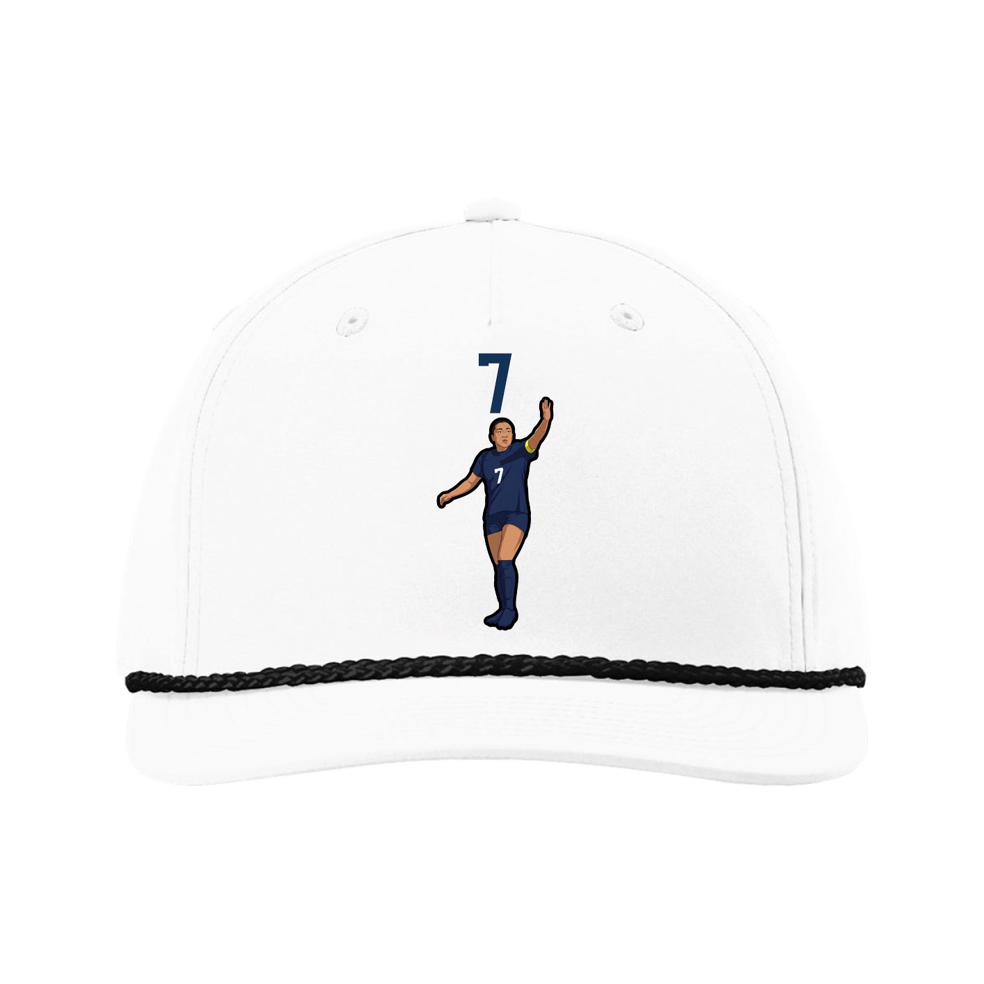 Five-Panel Classic Rope Cap — Number Top in White