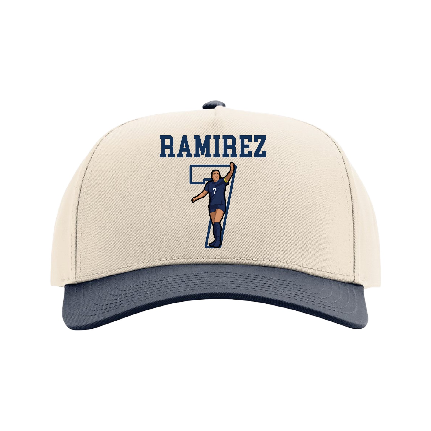 Full Fabric Five-Panel Champ Cap — Shirsey in Cream/Navy
