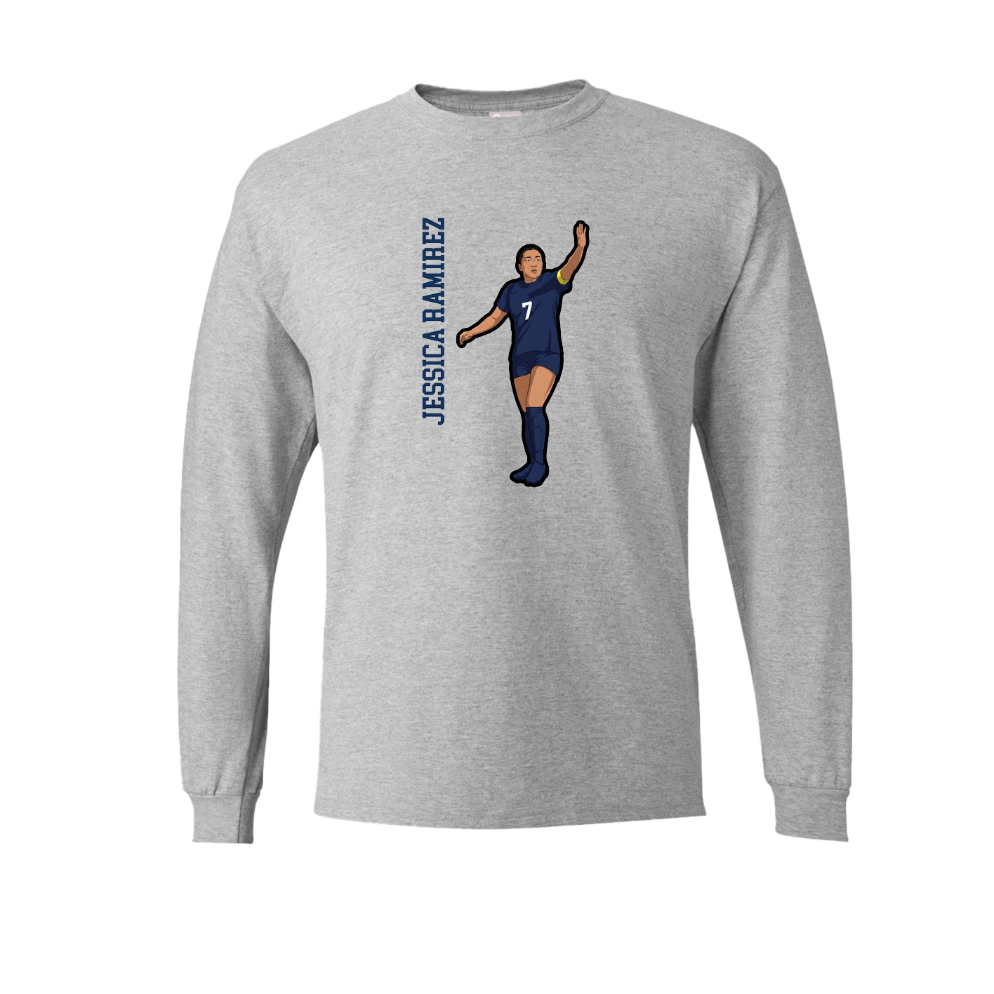 Long Sleeve Tee — Name Vertical in Grey