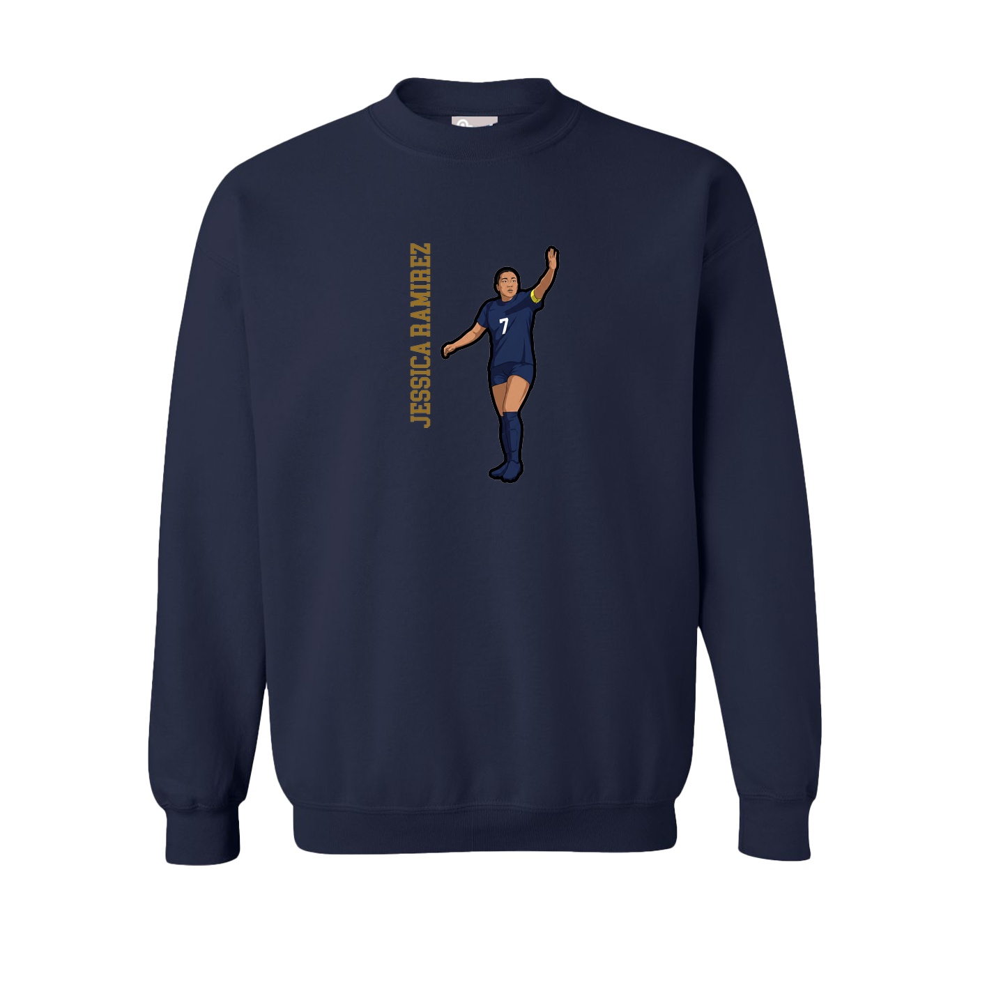 Fleece Crew — Name Vertical in Navy