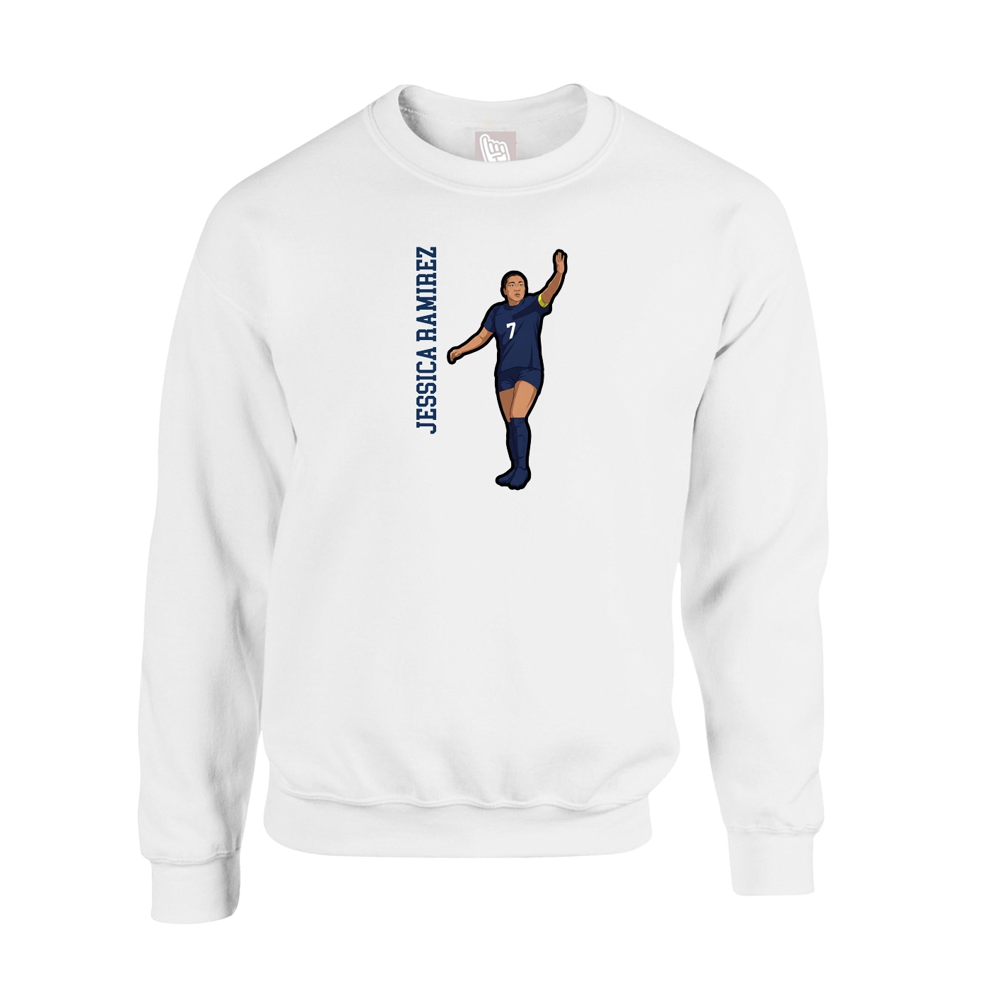 Fleece Crew — Name Vertical in White