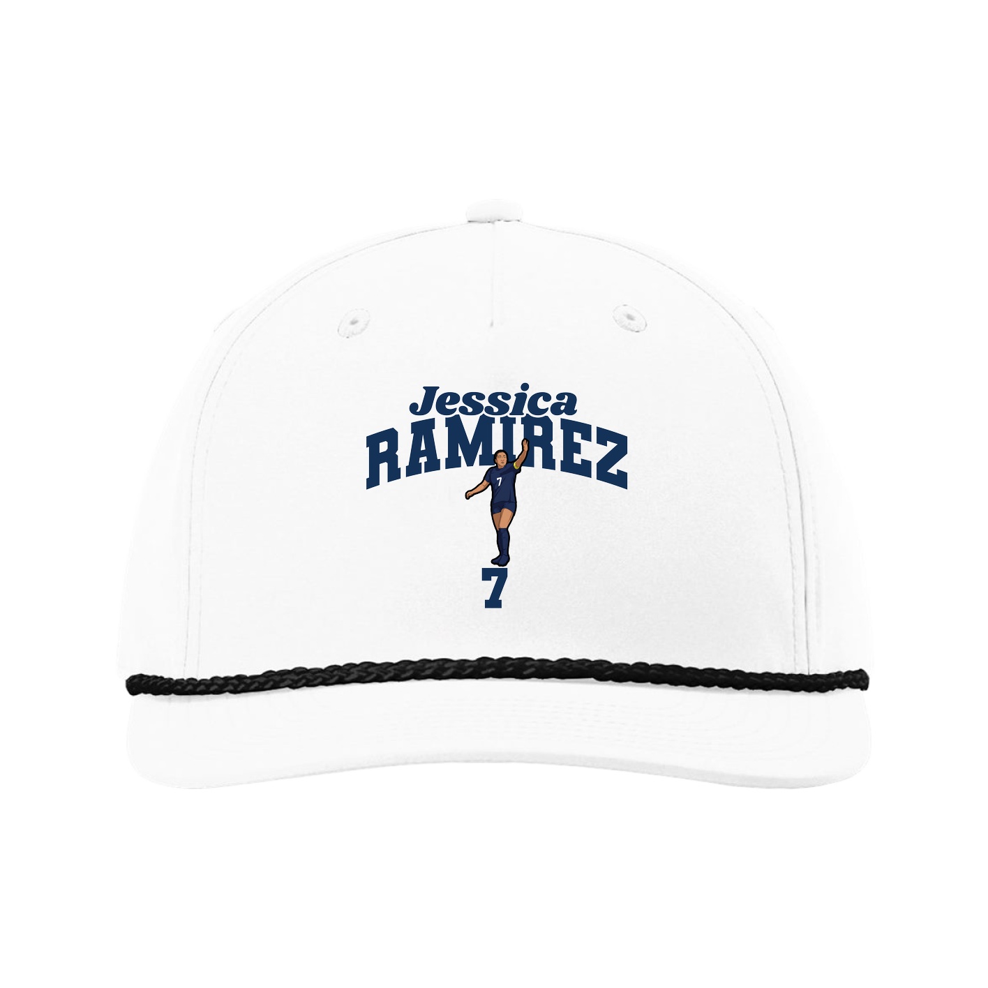 Five-Panel Classic Rope Cap — Signature Arch in White