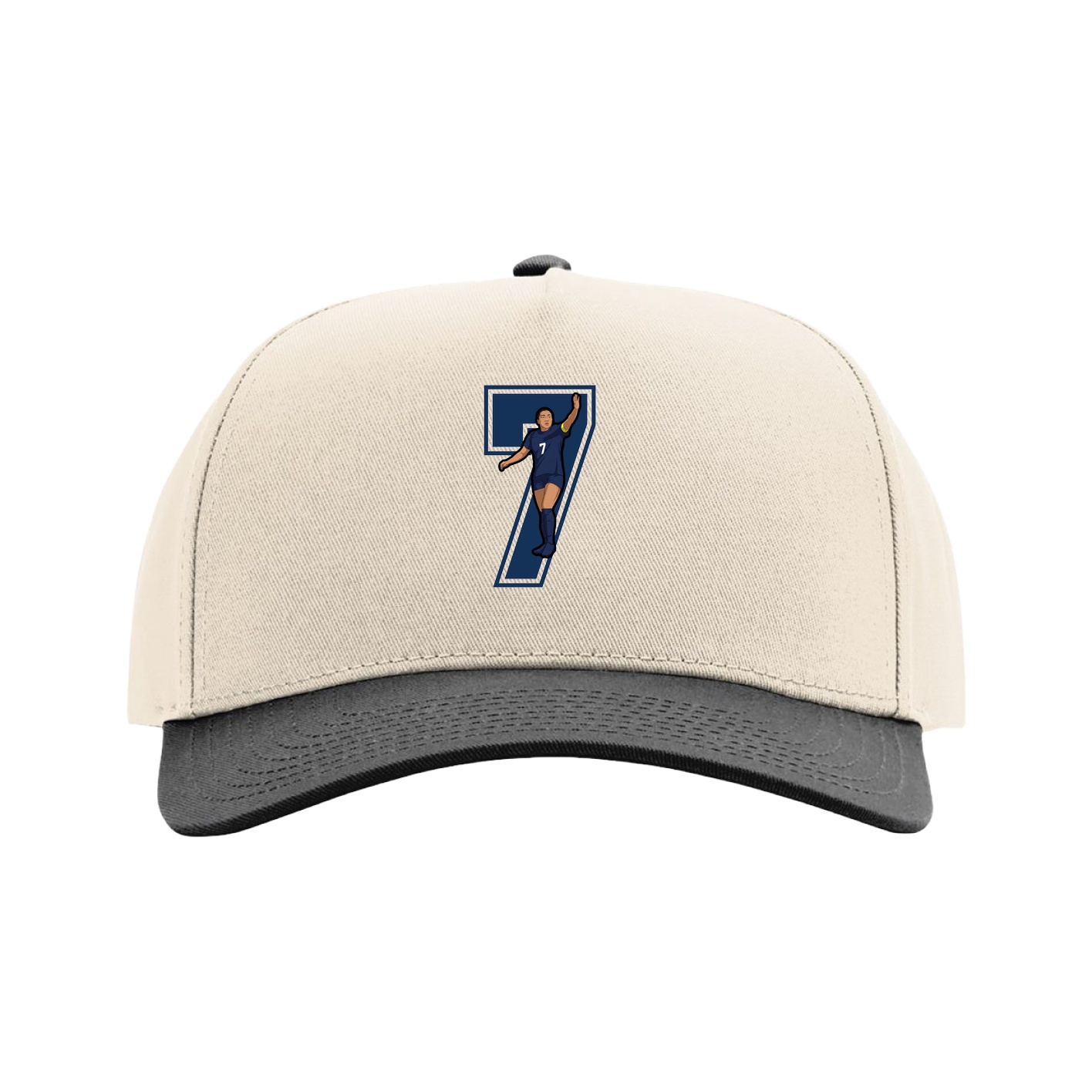 Full Fabric Five-Panel Champ Cap — Number in Cream/Black