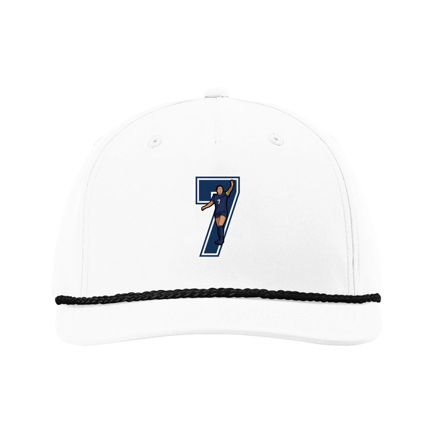 Five-Panel Classic Rope Cap — Number in White