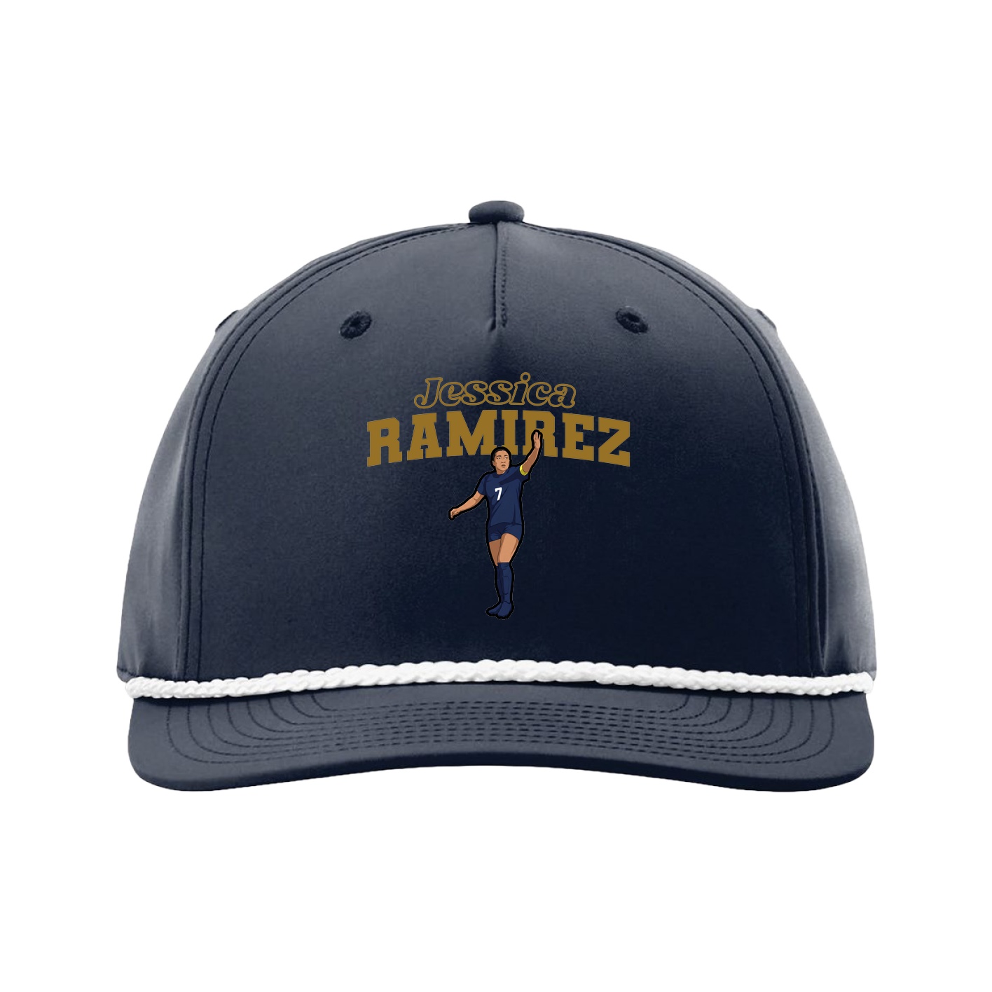 Five-Panel Classic Rope Cap — Name Arch in Navy