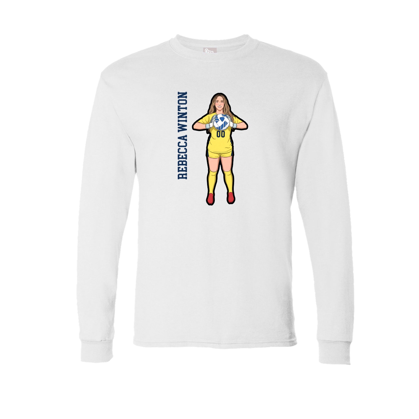 Long Sleeve Tee — Name Vertical in White