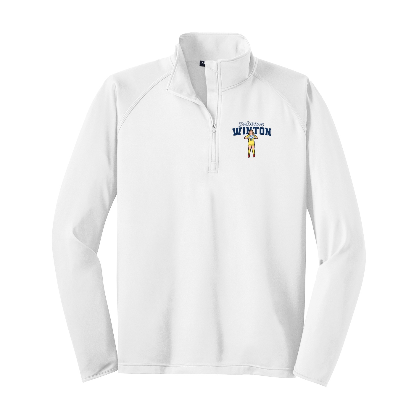 Q-Zip Pullover — Name Arch in White