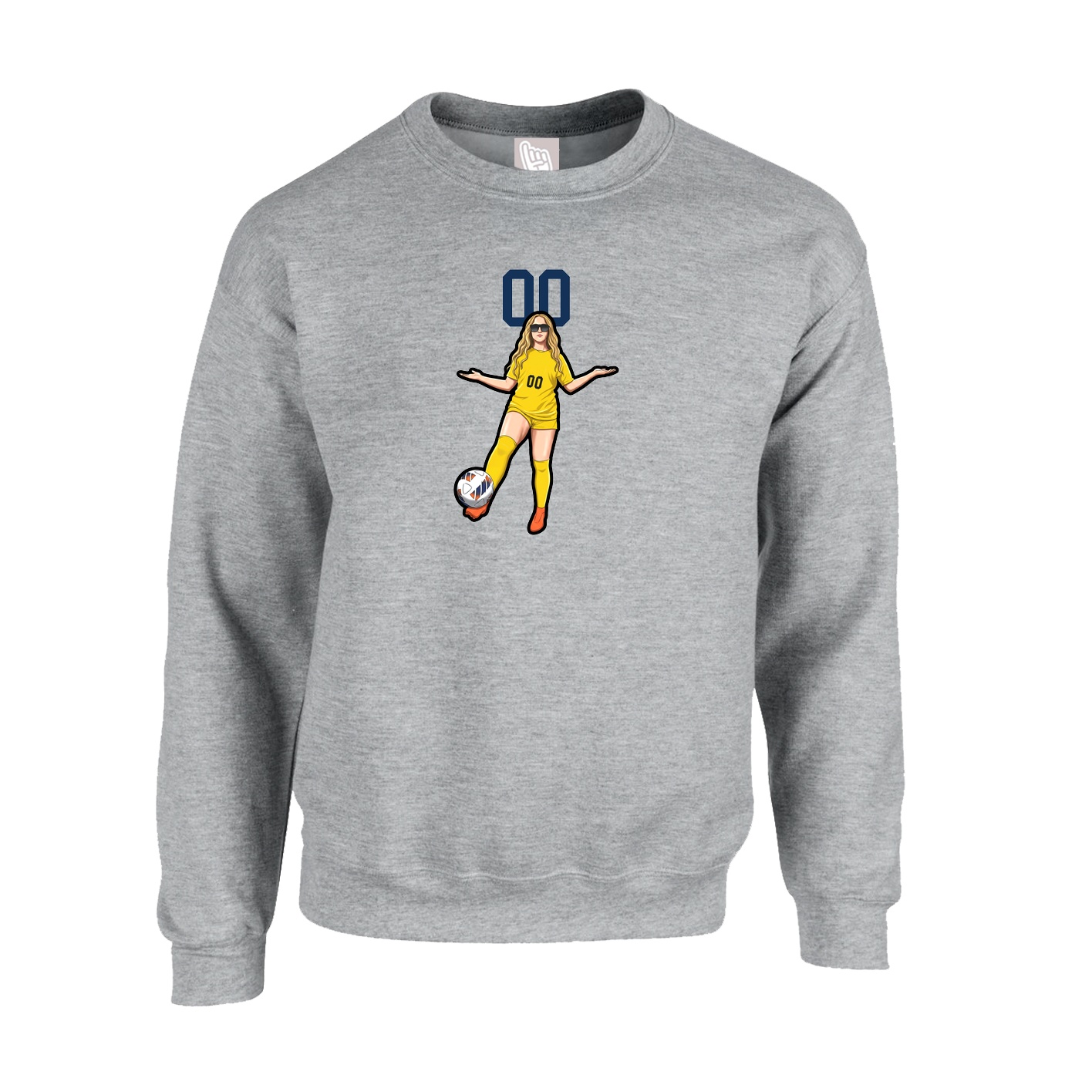 Fleece Crew — Number Top in Grey