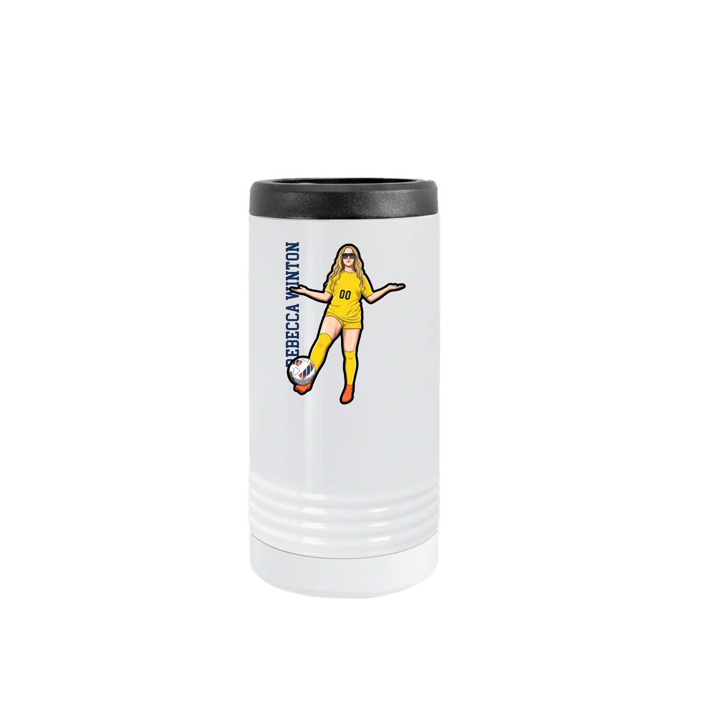 Slim Beverage Holder — Name Vertical in White