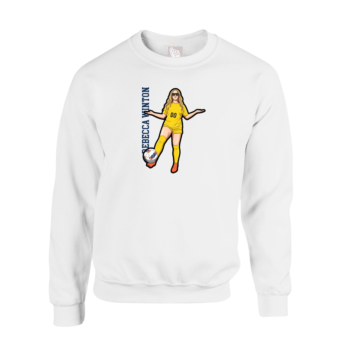 Fleece Crew — Name Vertical in White